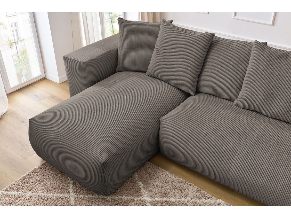 Bobochic Voltaire Wohnlandschaft mit Pouf 356 × 214 cm Cordsamt Taupe Ecke links