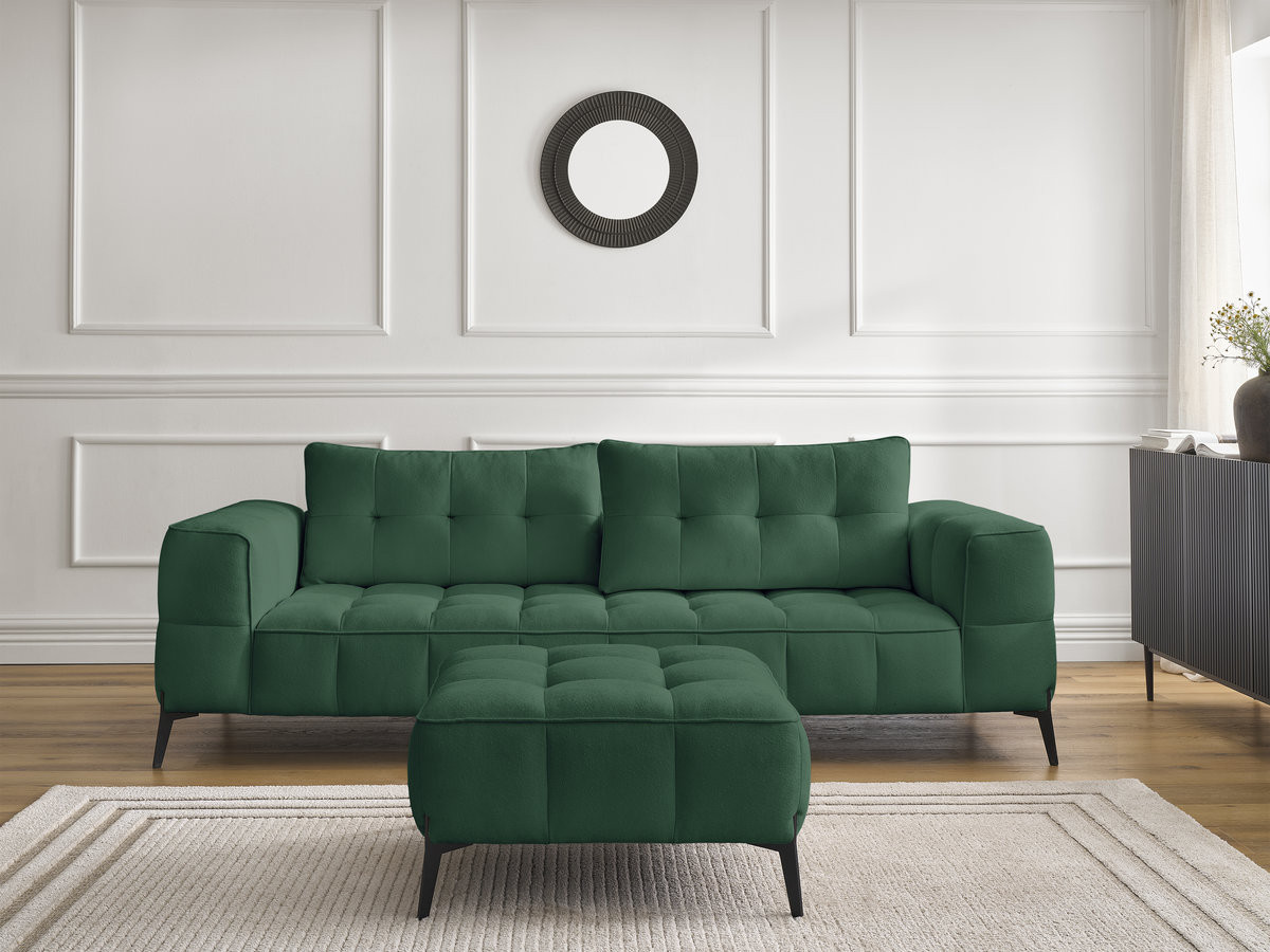 Bobochic Anis Sofa 3-Sitzer mit Pouf Strukturstoff Grün
