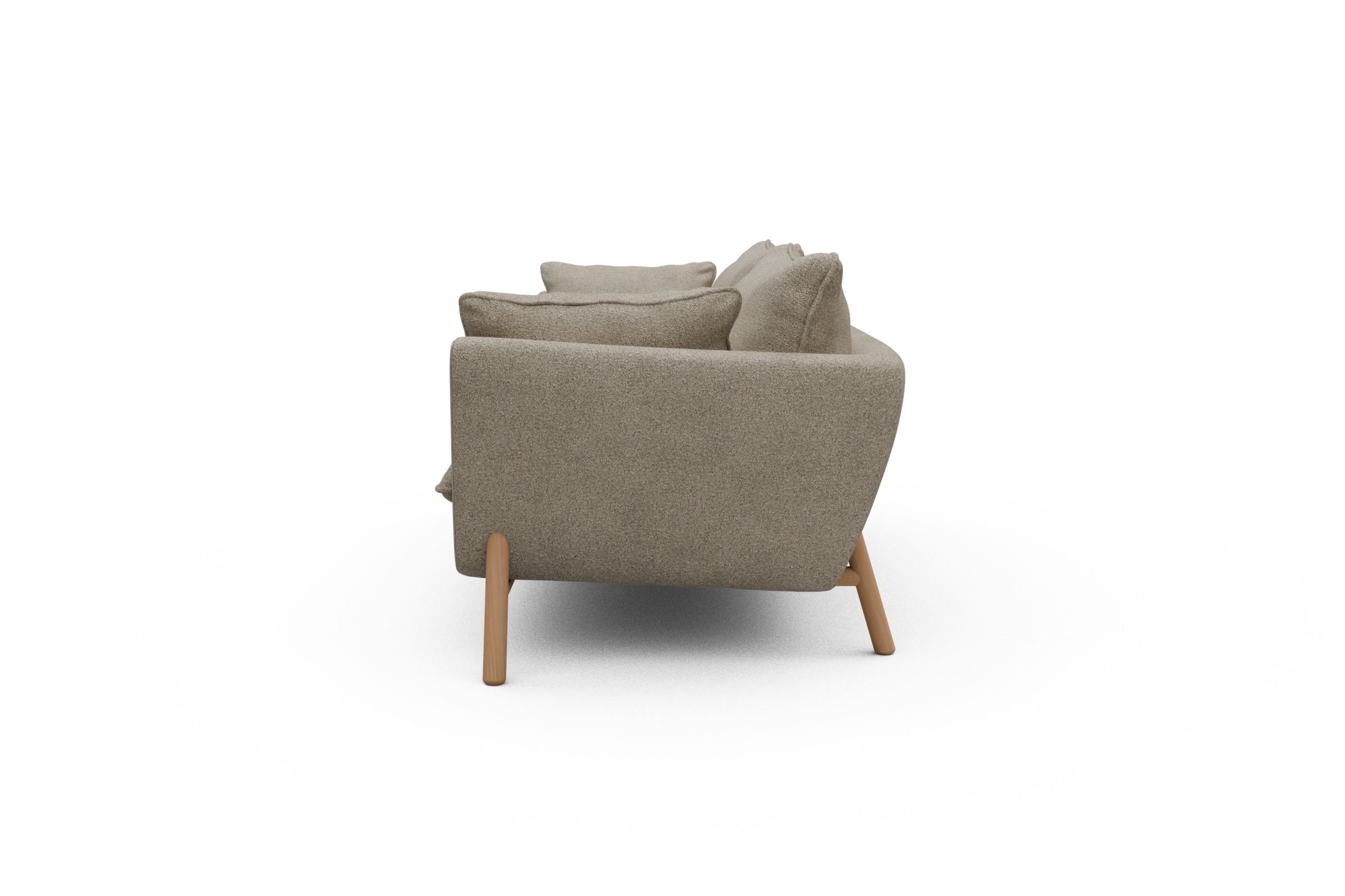 Sofa Emil PREMIUM 3-Sitzer Beinfarbe Eiche Natur Boucle-Beige