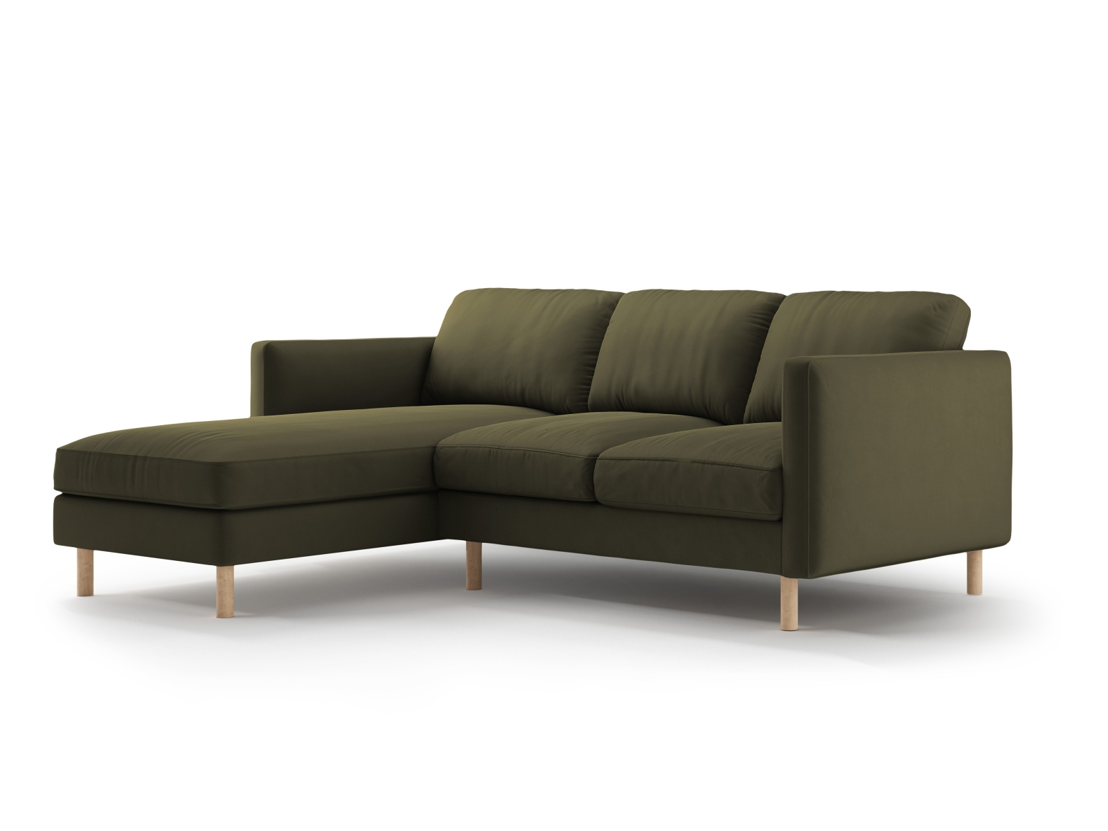 Micadoni Ecksofa Eden 3-Sitzer Links Samt Moßgrün Melange
