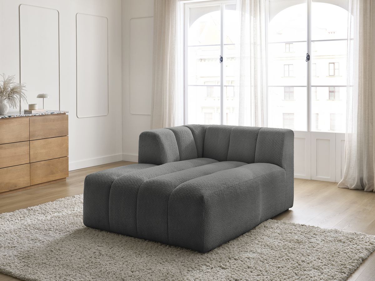 Bobochic Annecy Méridienne-Modul Bouclé-Stoff Dunkelgrau Ecke links