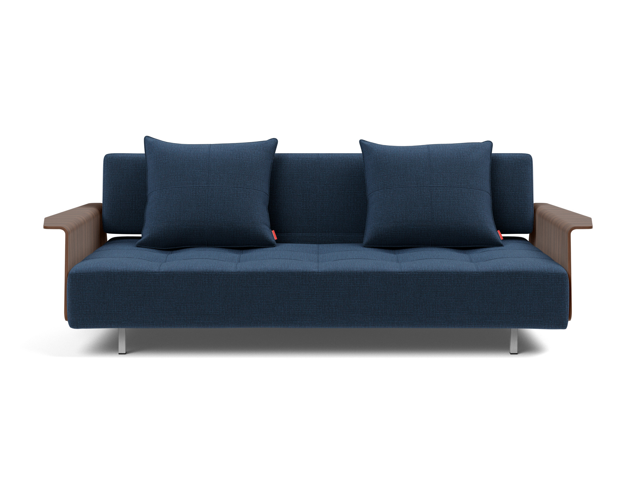 Schlafsofa Long Horn D.E.L. mit Armlehnen Chenille Esina 414-Indigo-Blue