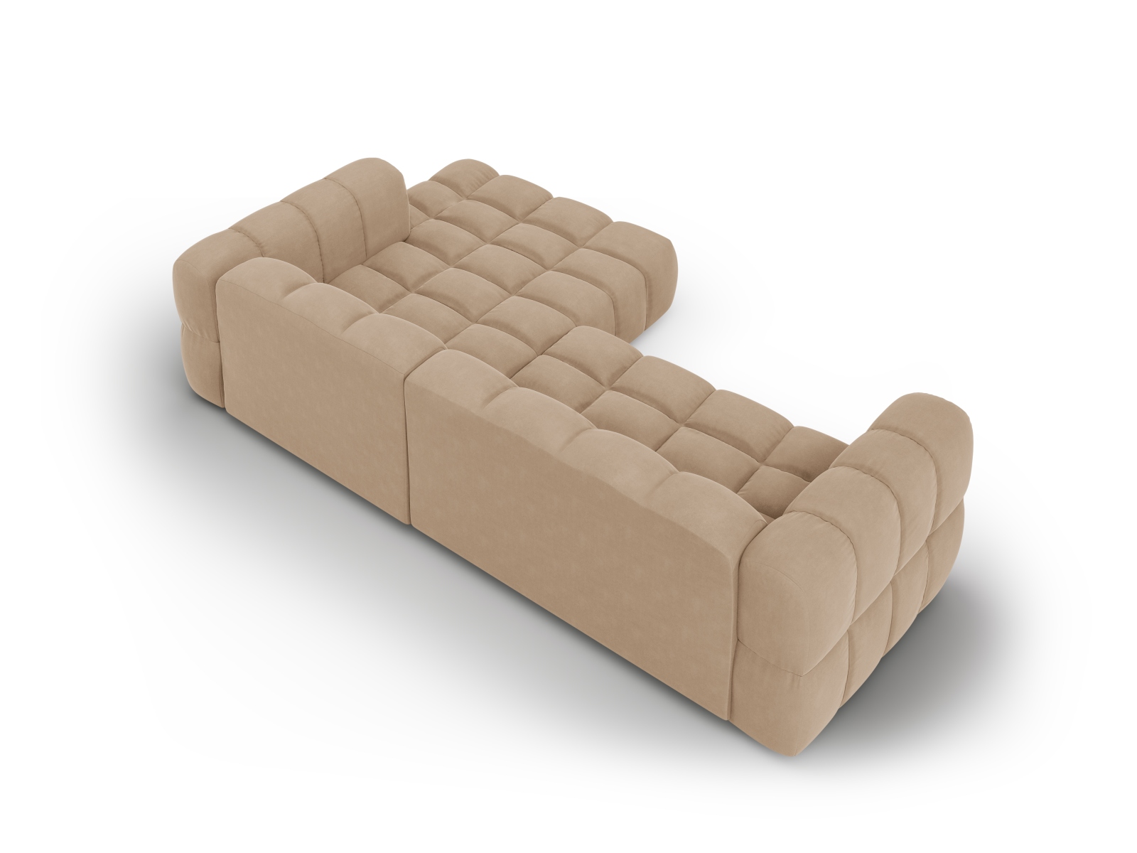 Cosmopolitan Design Ecksofa Sky 4-Sitzer mittlere Version Samt Casino Mandelbeige Rechts