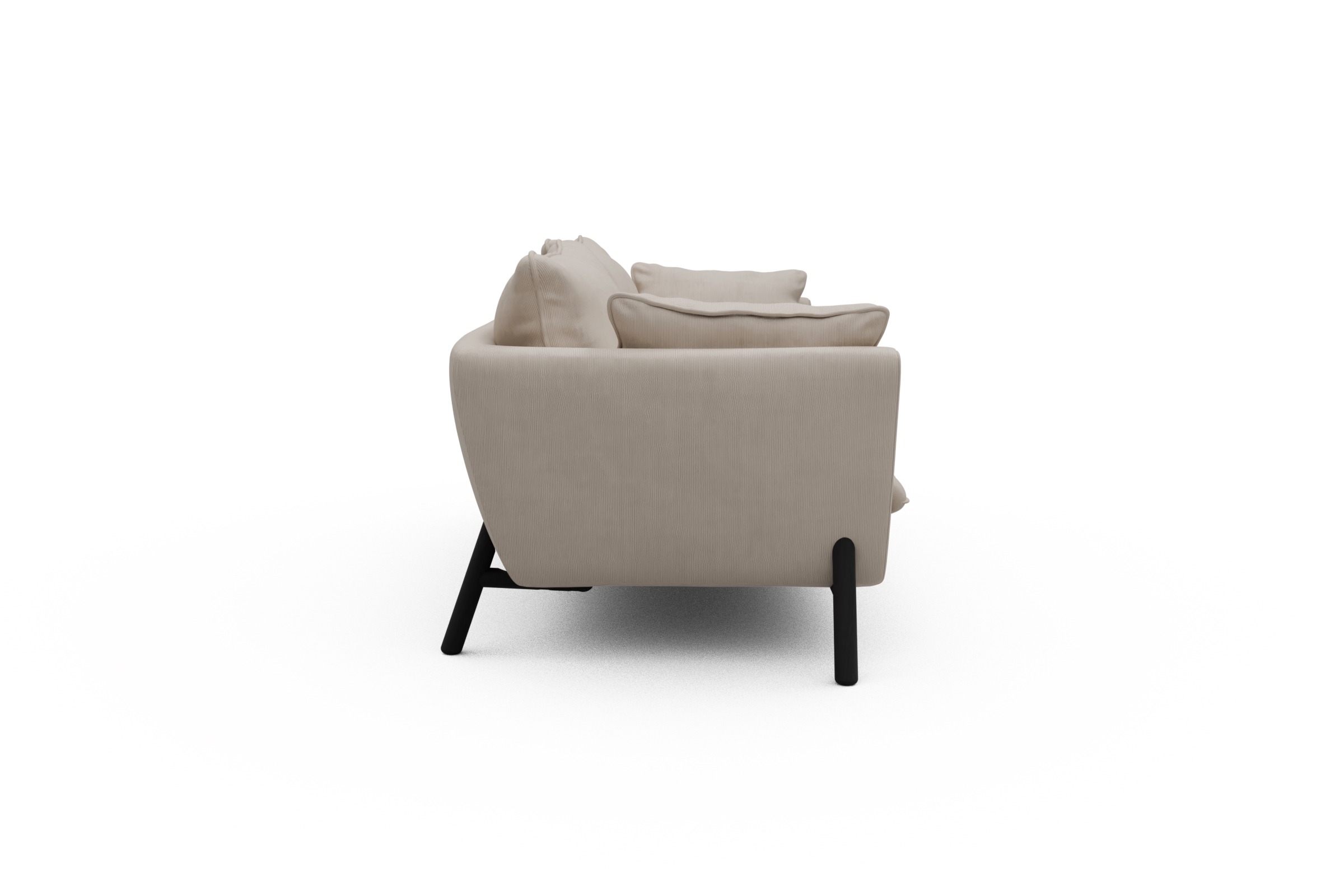 Sofa Emil PREMIUM 3-Sitzer Beinfarbe Eiche Schwarz Cordufine-Off-White