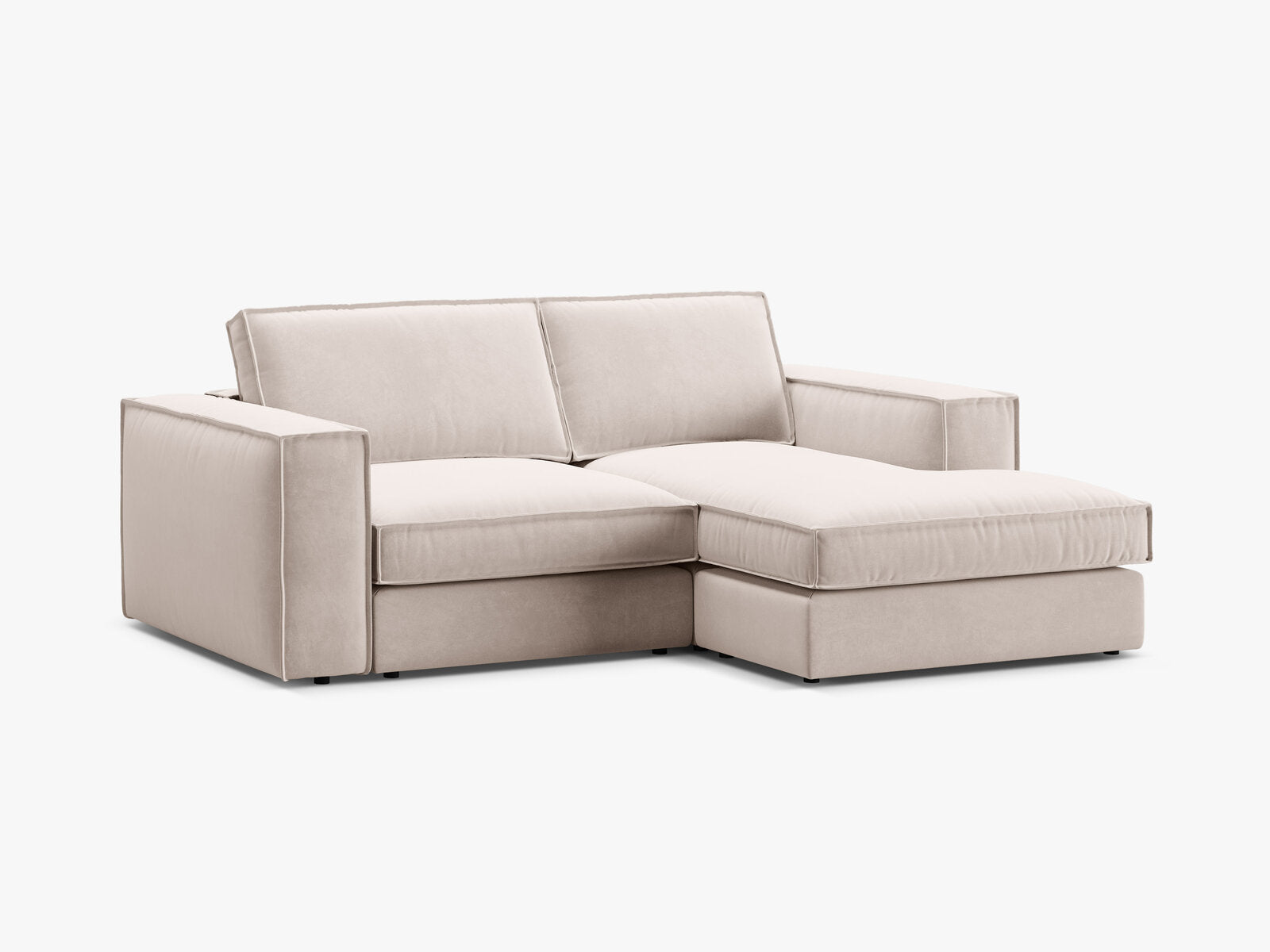 Micadoni modulares Ecksofa Pola 2-Sitzer kleine Version Rechts Samt Salvador Beige