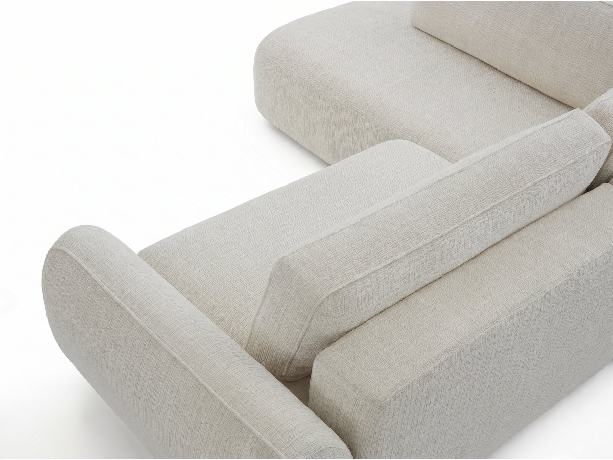 Bobochic Denise Ecksofa mit Schlaffunktion und Bettkasten 256 × 197 cm Strukturstoff Weiß Ecke links