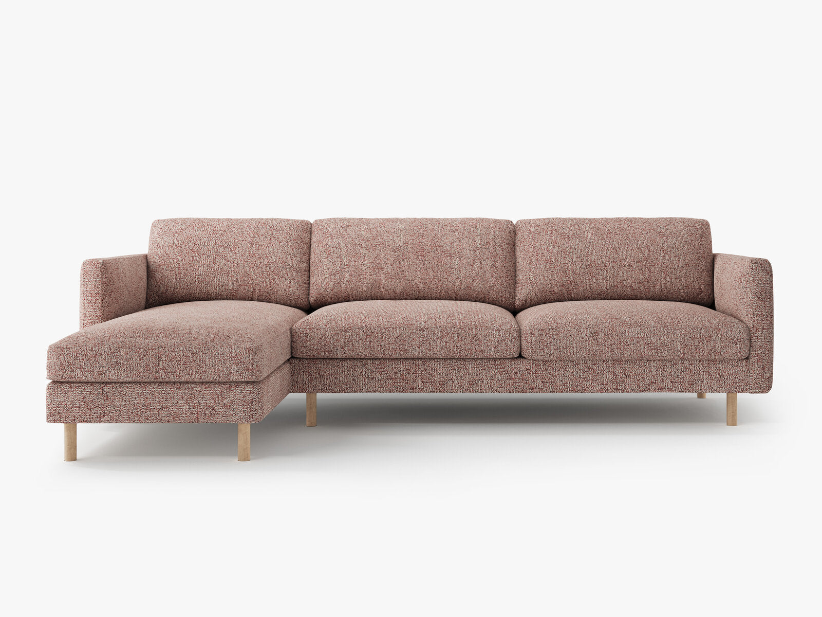 Micadoni Ecksofa Eden 4-Sitzer Links Strukturierter Stoff Rosa Melange