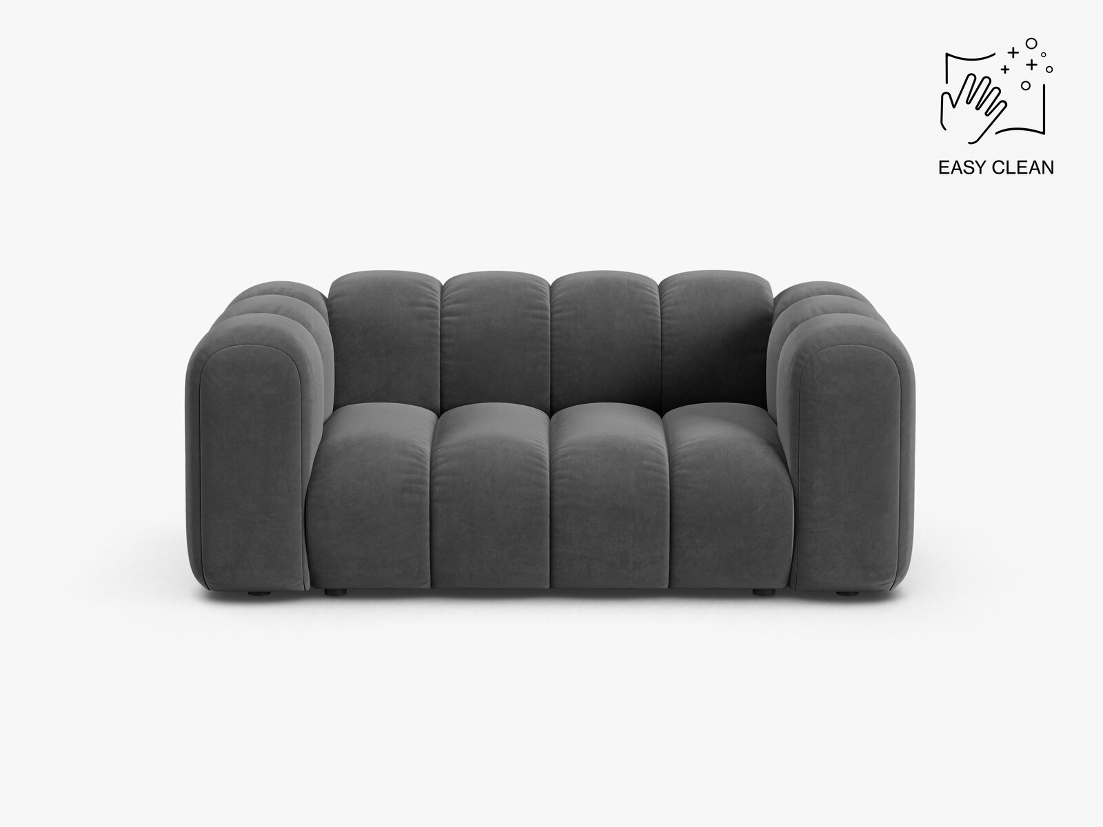 Micadoni Sofa Lupine 2-Sitzer kleine Version Samt Venus Grau