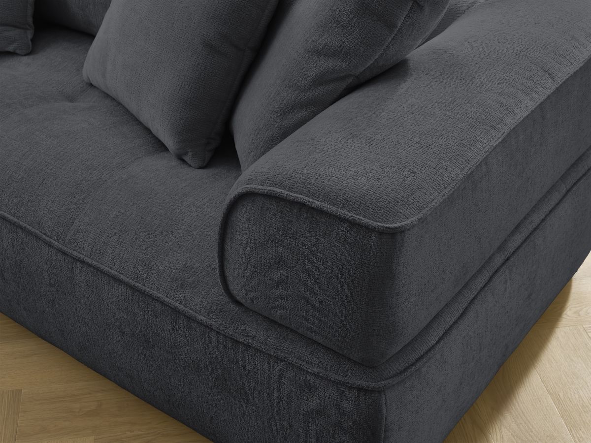 Bobochic Whesley Sofa 3-Sitzer Stoff Dunkelgrau