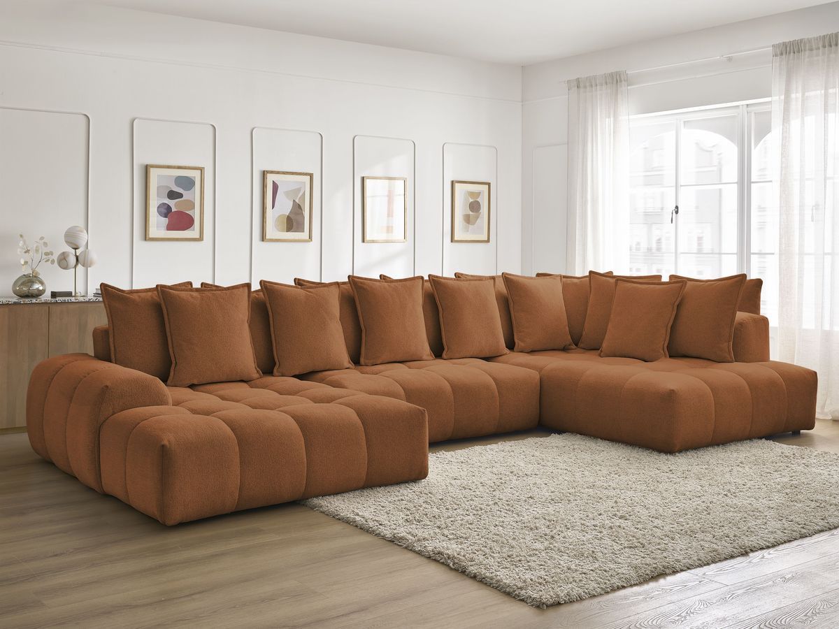 Bobochic Everest Wohnlandschaft, 14 Kissen Melange-Stoff Orange Ecke links