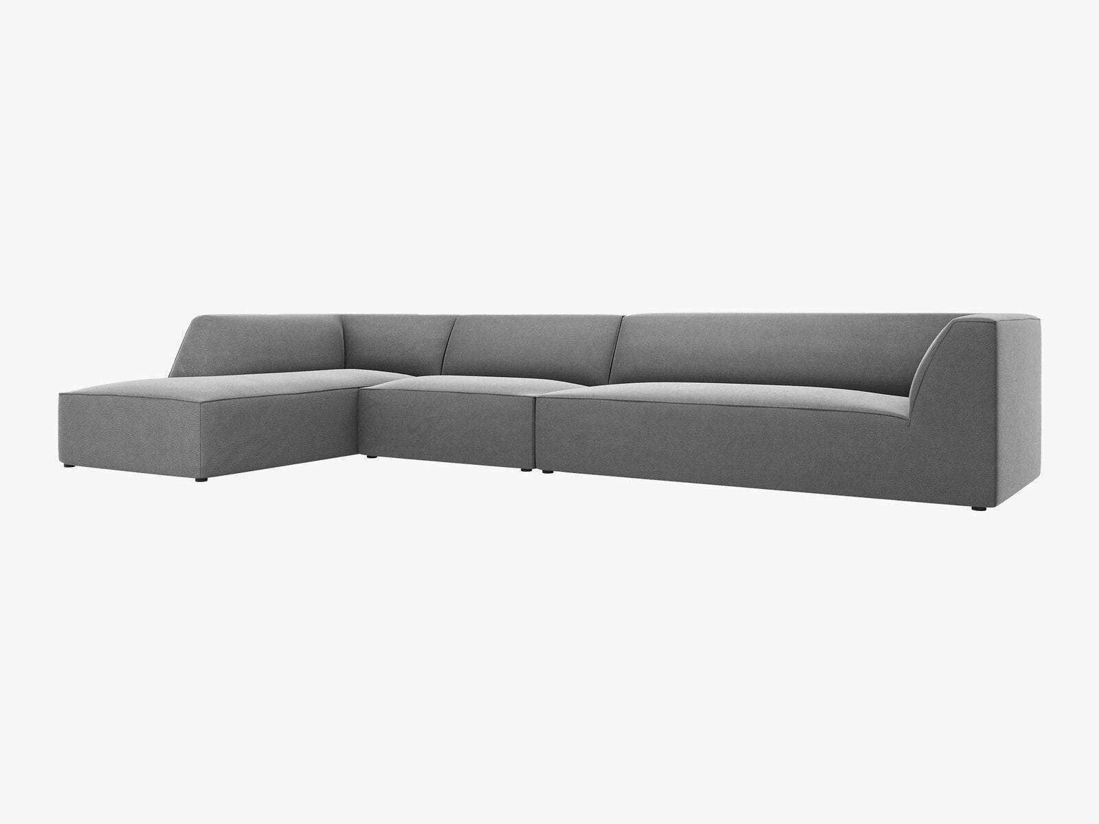 Micadoni Ecksofa Ruby 5-Sitzer Links Samt Salvador Grau