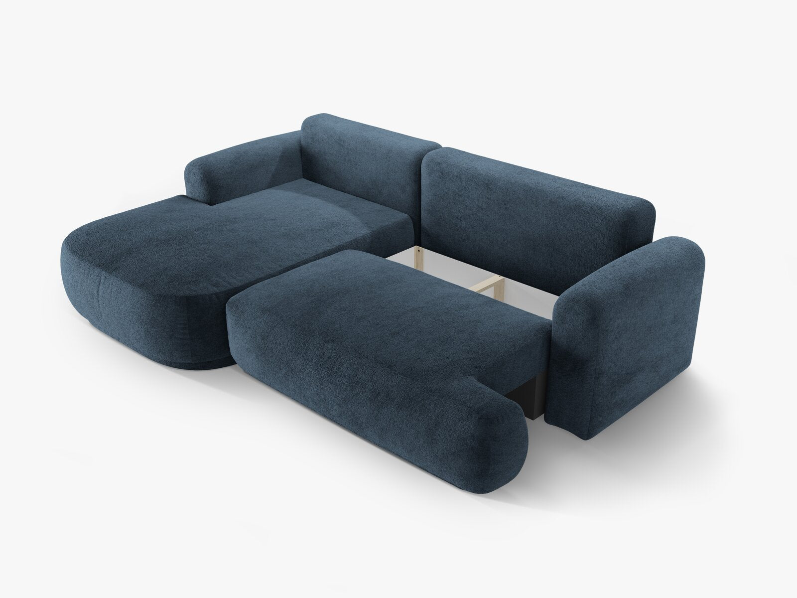 Micadoni Ella Ecksofa 5-Sitzer mit Schlaffunktion Links Strukturierter Stoff Sorella Dunkelblau
