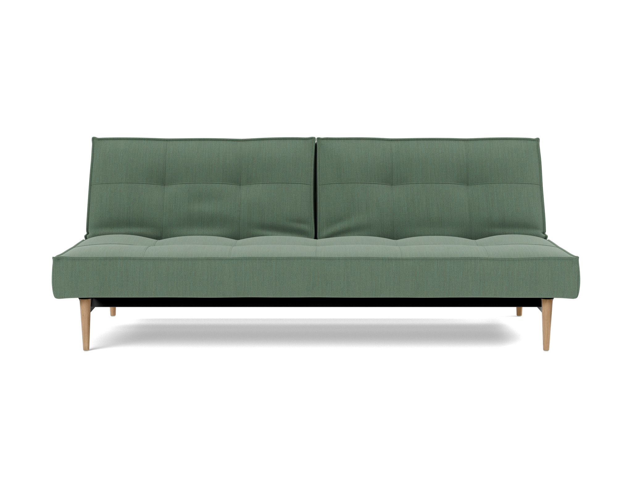 Schlafsofa Splitback Flachgewebe Elegance 518-Green Beine Styletto Eiche hell