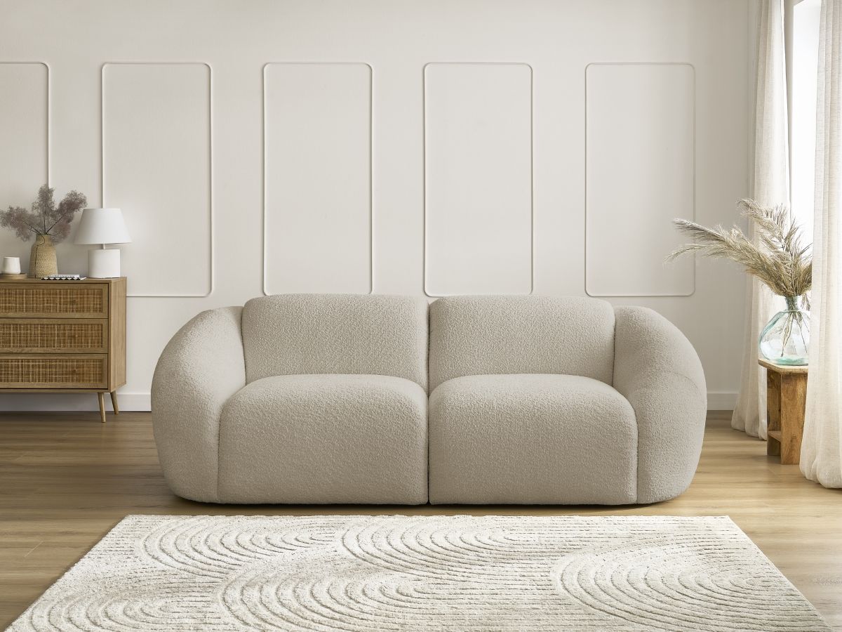 Bobochic Tina Sofa 2-Sitzer Bouclé-Stoff Beige