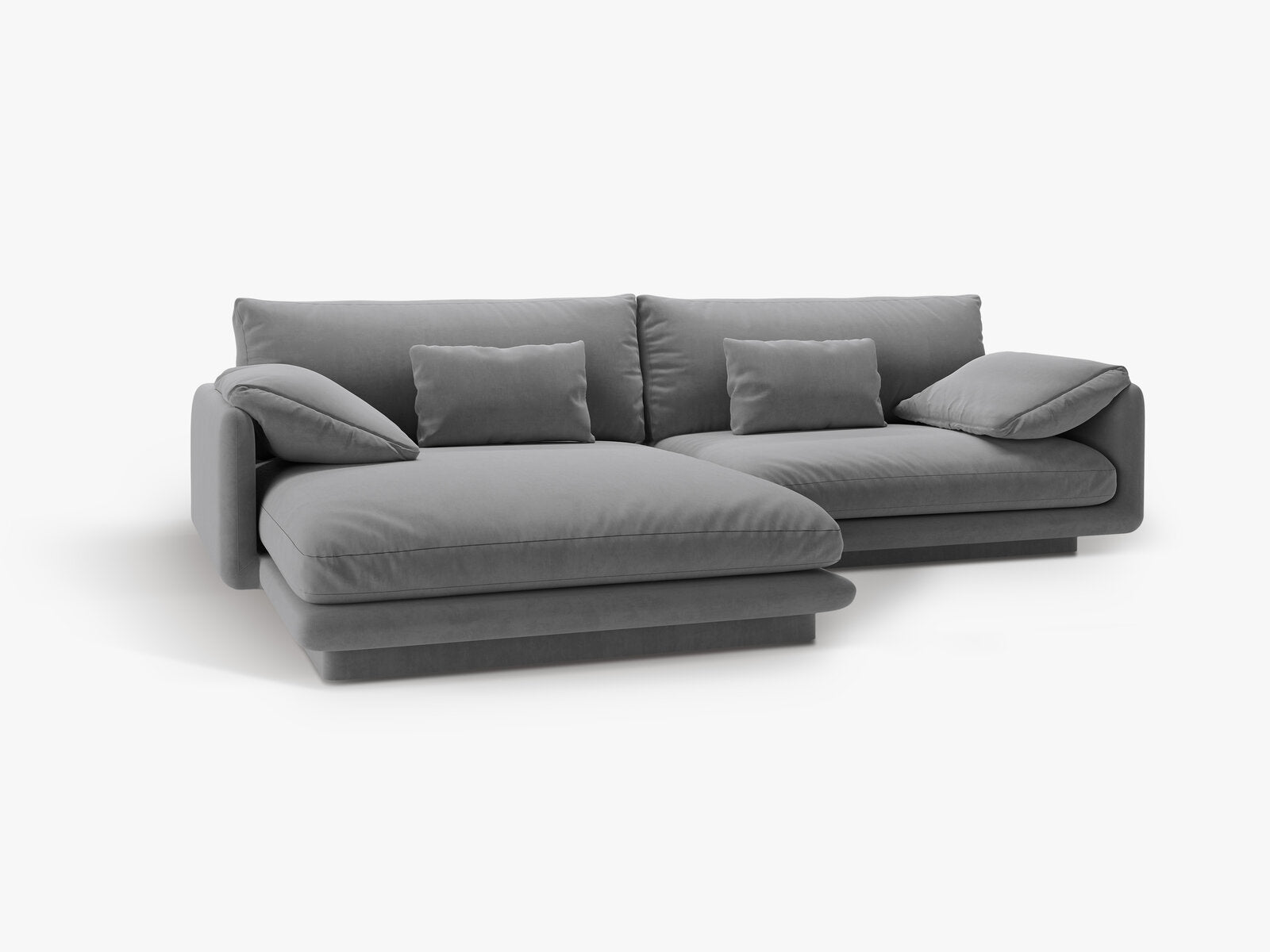 Micadoni Ecksofa Torino 4-Sitzer Links Samt Hellgrau