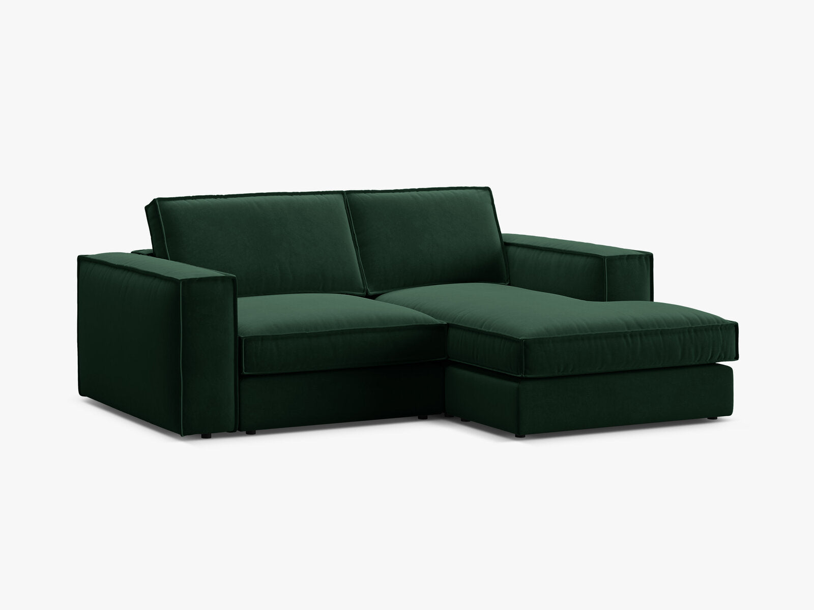 Micadoni modulares Ecksofa Pola 2-Sitzer kleine Version Rechts Samt Salvador Flaschengrün