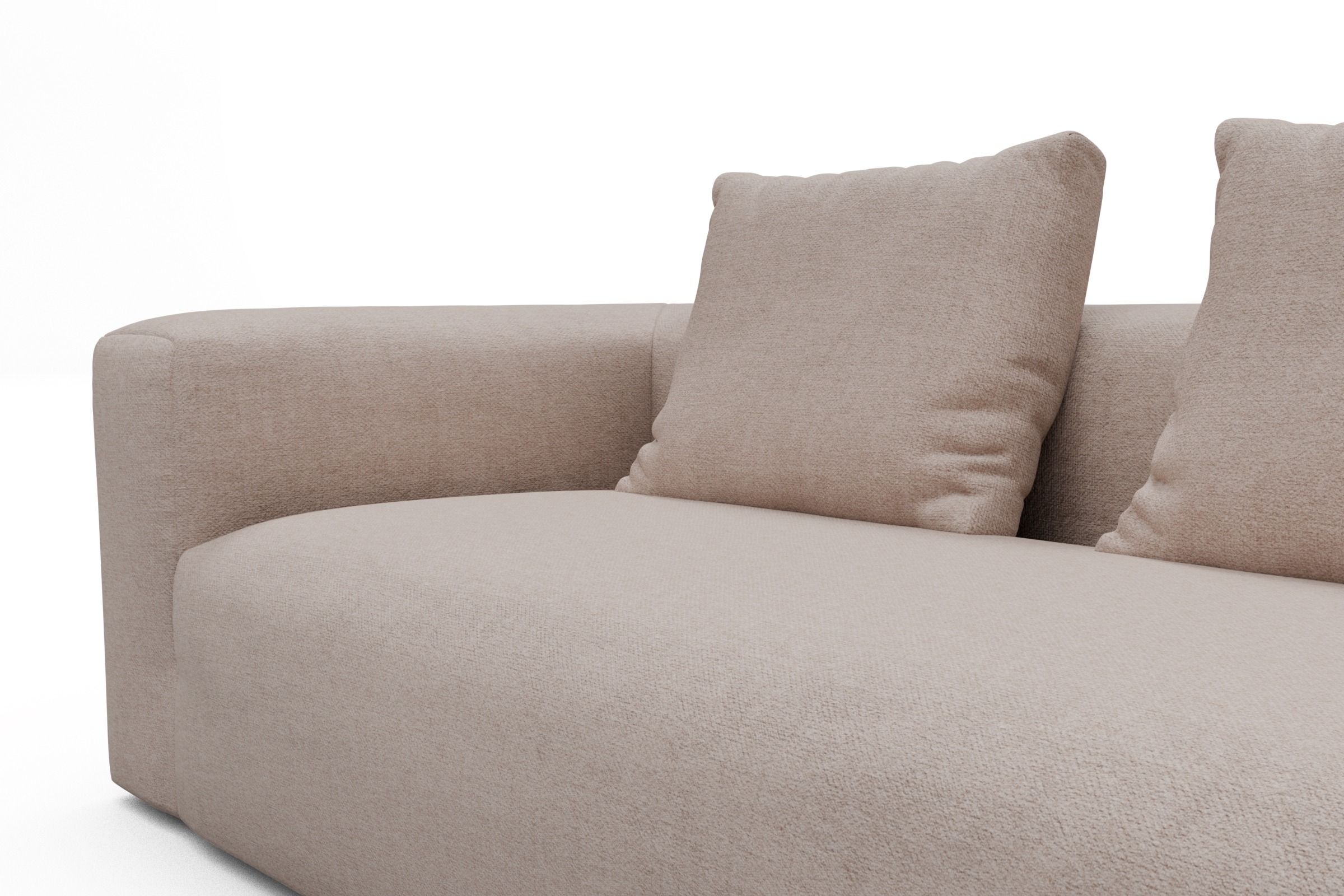 Wohnlandschaft Fred Chaiselongue rechts mit 2-Sitzer und lange Armlehne links Weda-Sand