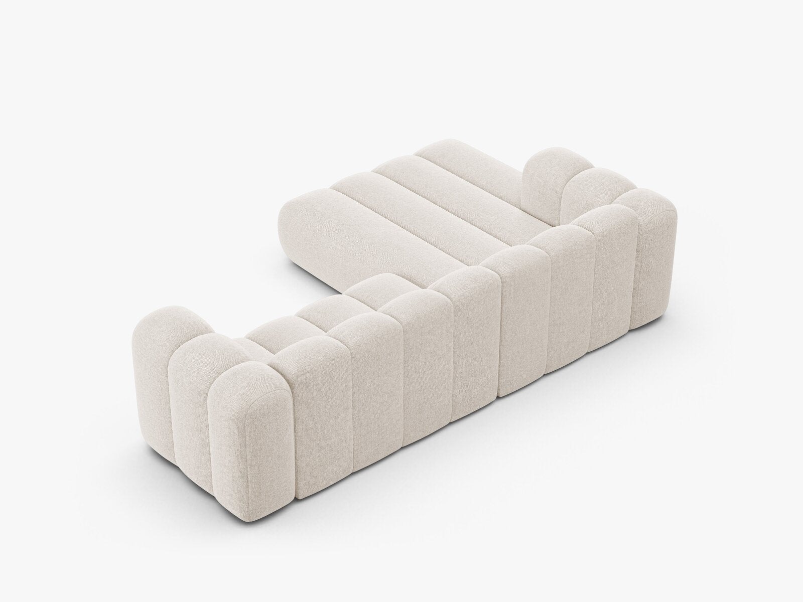 Micadoni Modulares Ecksofa Lupine 4-Sitzer mittelgroß Links Chenille Eden Helles Beige