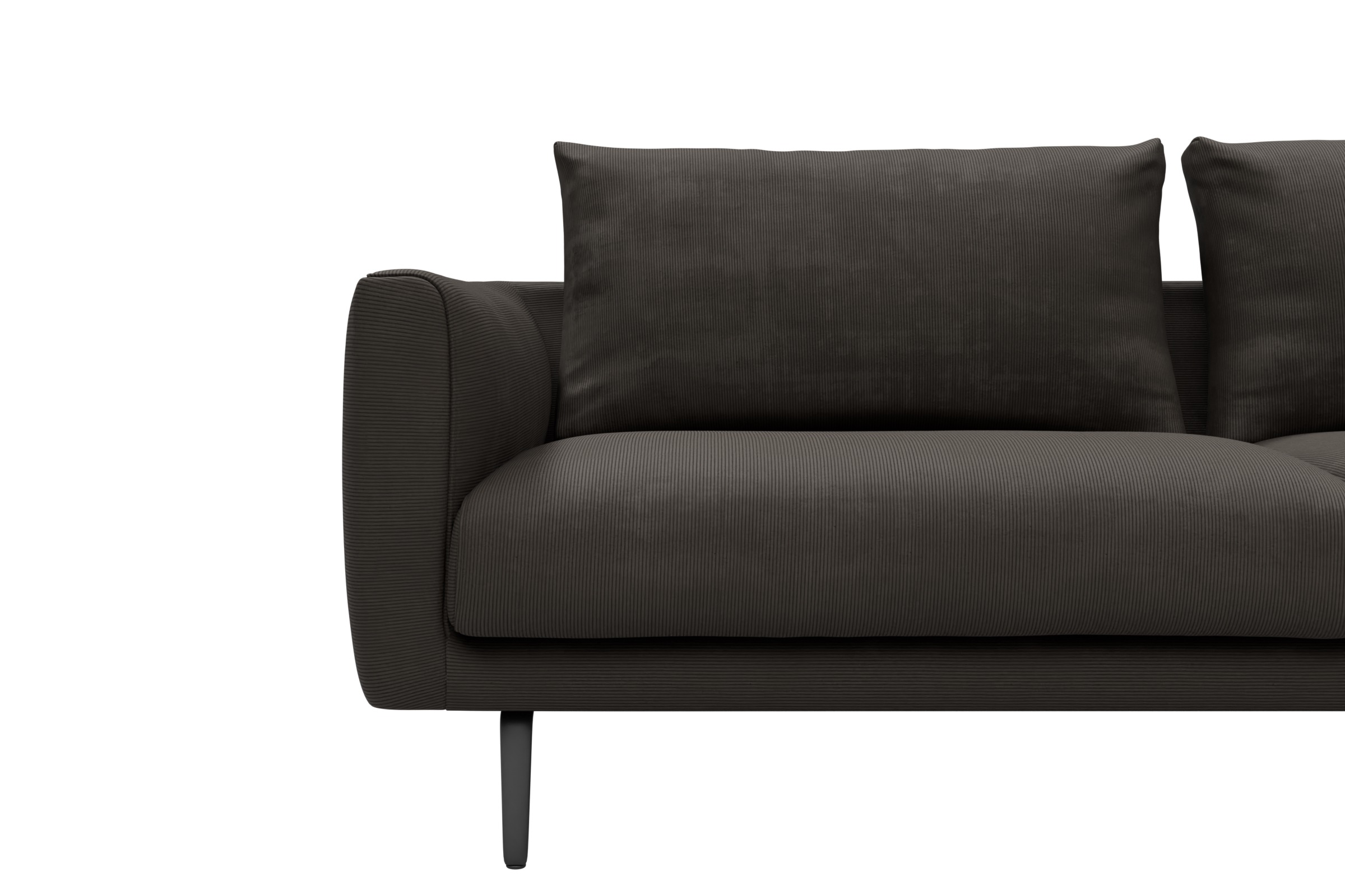 Ecksofa Karl Chaiselongue rechts mit 2,5-Sitzer Cordufine-Taupe