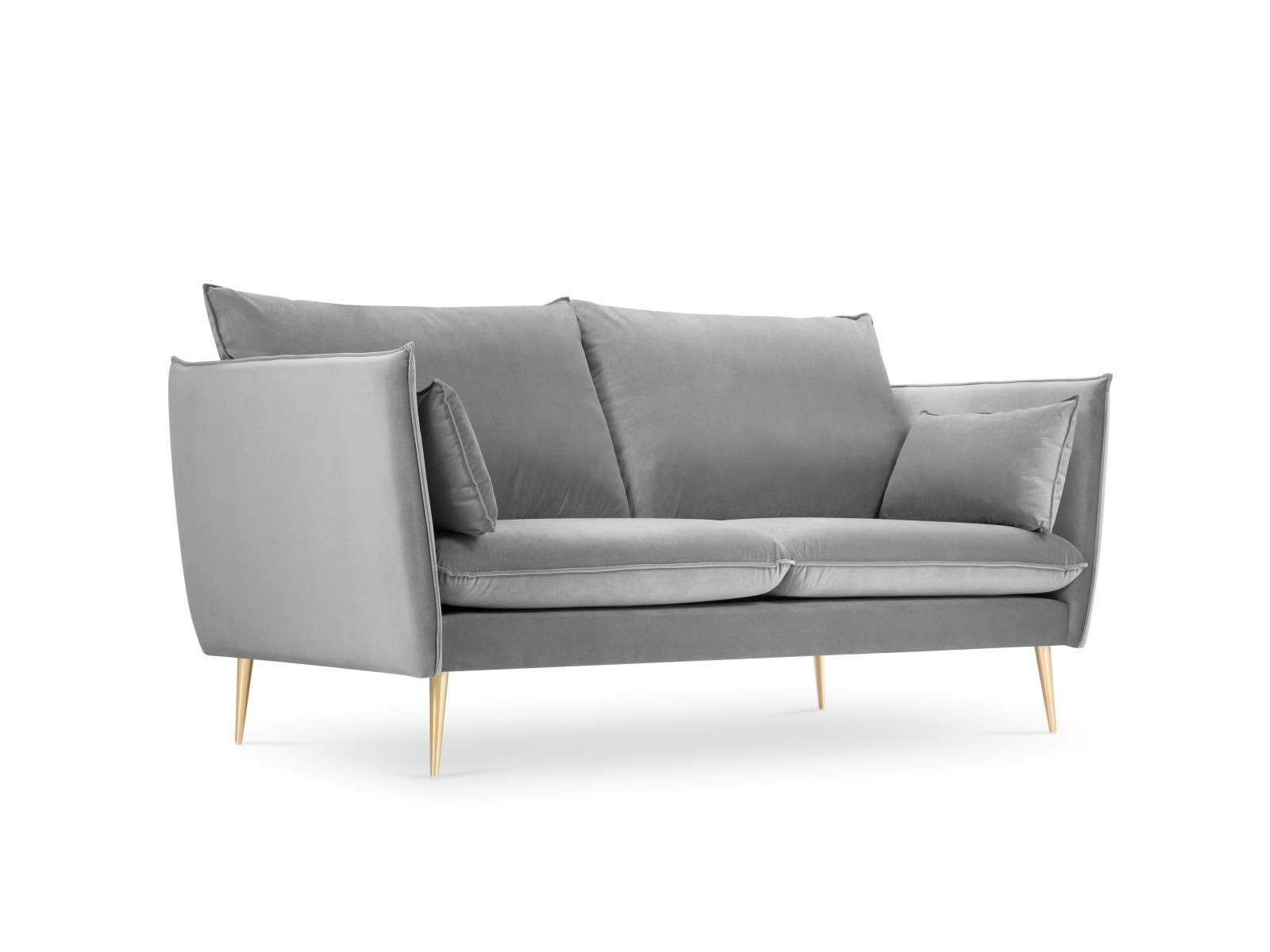 2-Sitzer Velvet Sofa Agate | Bezug Light Grey | Beinfarbe Gold Metal