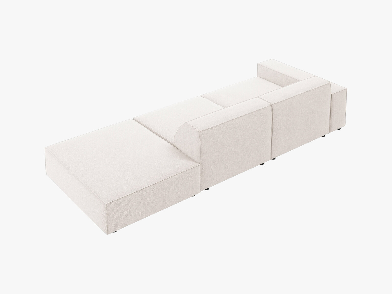 Micadoni Sofa Jodie 3-Sitzer Rechts Strukturierter Stoff Megan Helles Beige