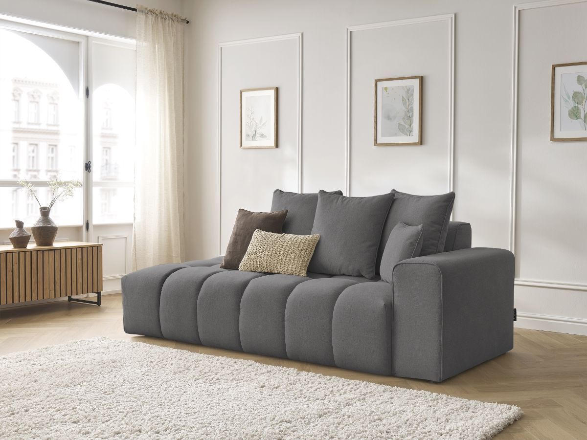 Bobochic Mont-blanc Sofa 4-Sitzer Melange-Stoff Dunkelgrau Armlehne rechts