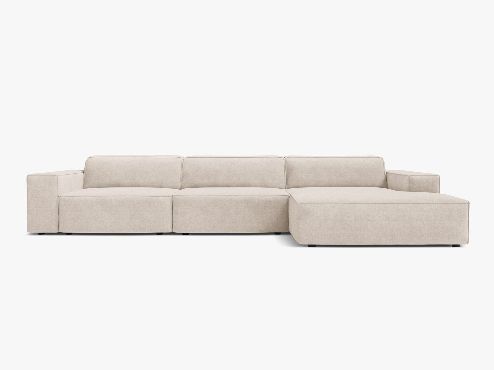 Micadoni Ecksofa Jodie 4-Sitzer Strukturierter Stoff Liberty Beige Rechts