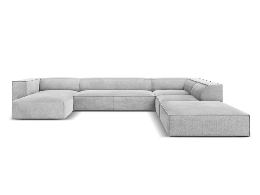 Cosmopolitan Design Panoramasofa Turin 6-Sitzer 365 cm Strukturierter Stoff Rosario Silber Rechts