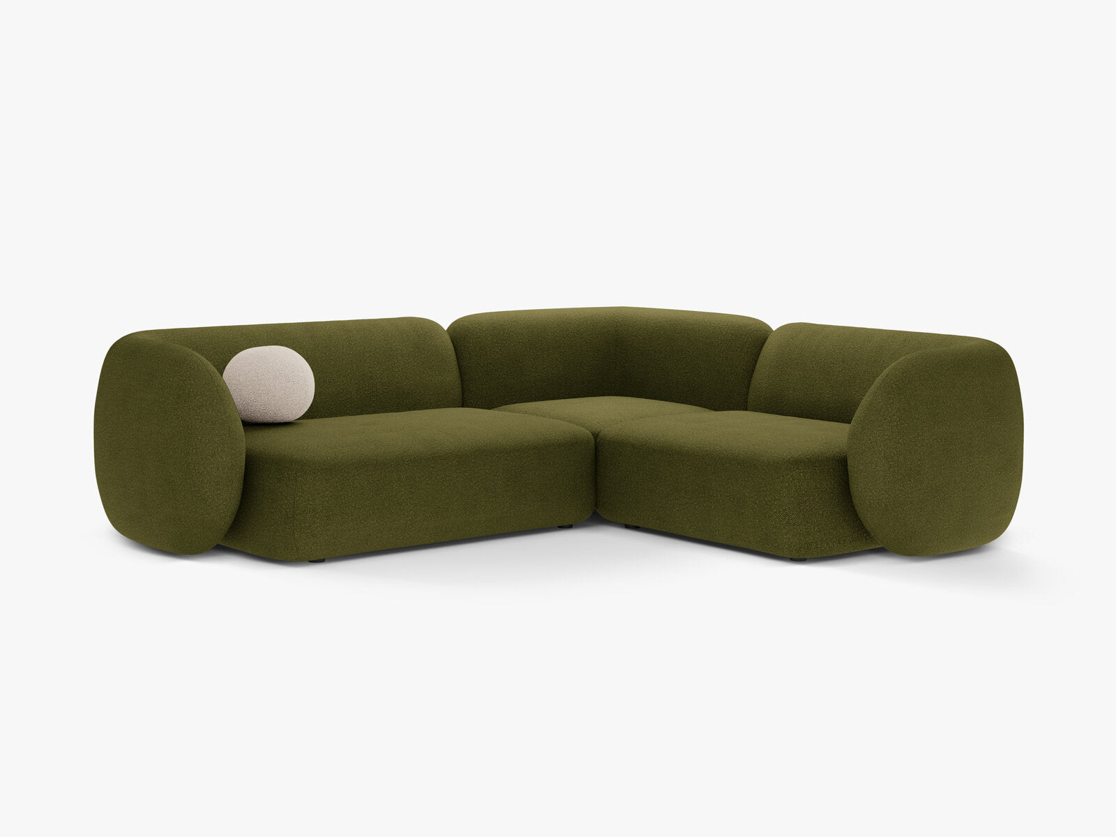 Micadoni Ecksofa Kate 4-Sitzer Rechts Boucle Baloo Dunkel-Olivgrün