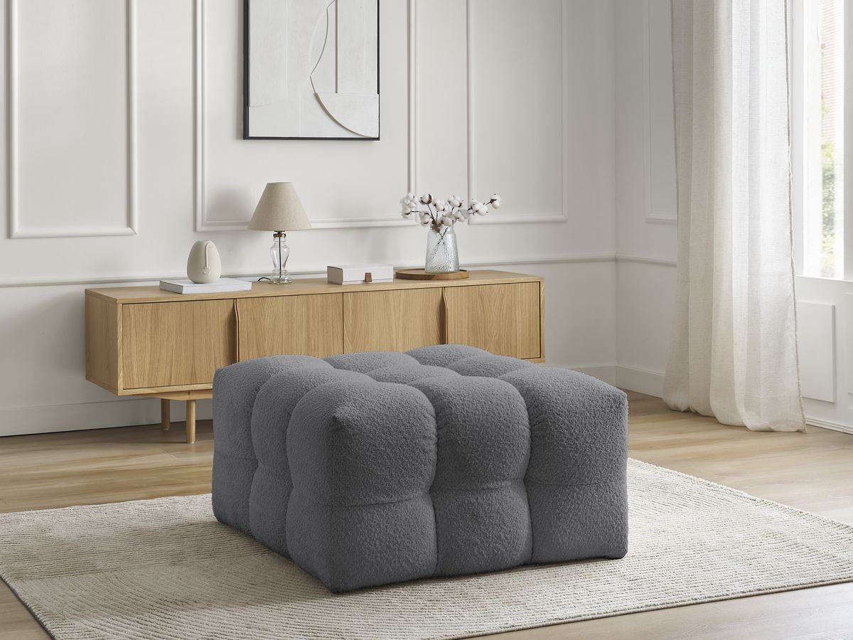 Bobochic Cloud Pouf Bouclé-Stoff Dunkelgrau