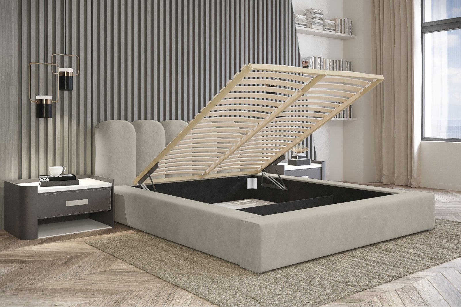 Polsterbett Tavio-New Chenille 160x200 mit Holzrahmen Ditra-New 03