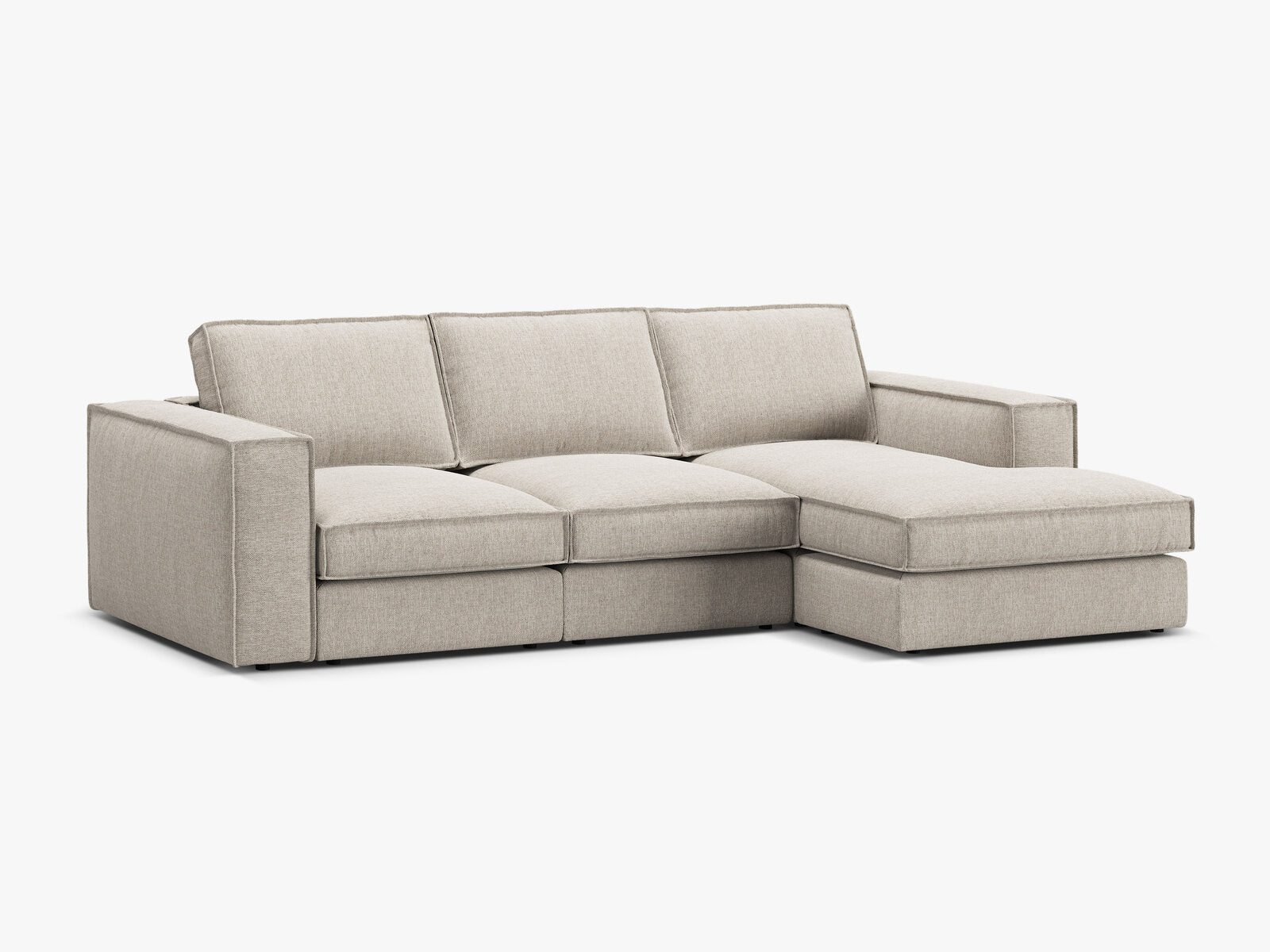 Micadoni modulares Ecksofa Pola 3-Sitzer Rechts Strukturierter Stoff Babel Sand
