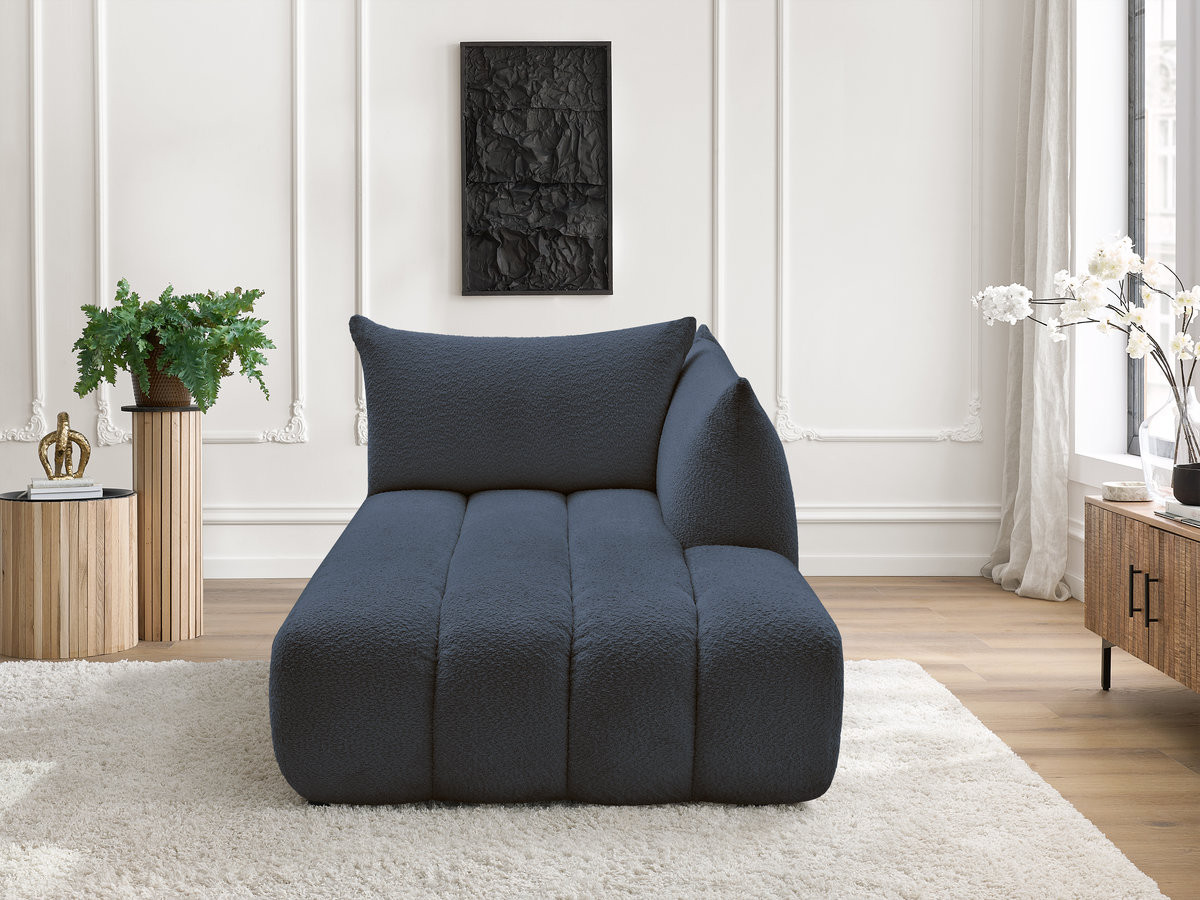 Bobochic Azra Méridienne-Modul Bouclé-Stoff Dunkelblau Ecke rechts