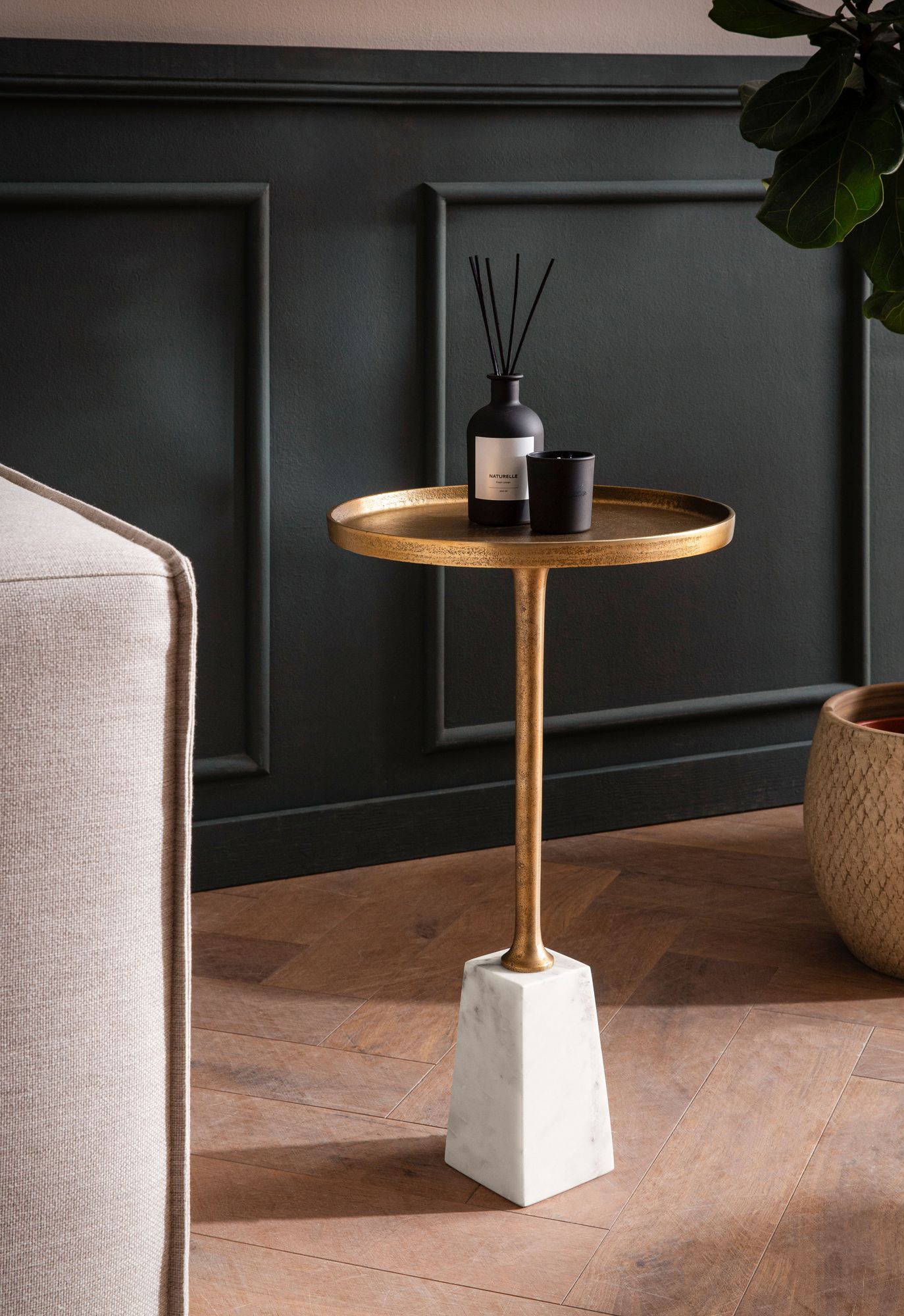 Beistelltisch Ullensvang Marmor Gold Ø 34 × H 58 cm