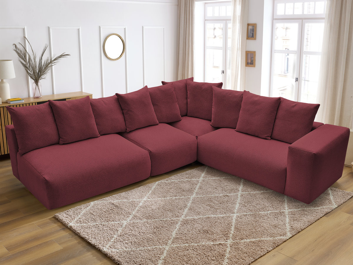 Bobochic Voltaire Ecksofa 322 × 268 cm Melange-Stoff Rot Ecke links