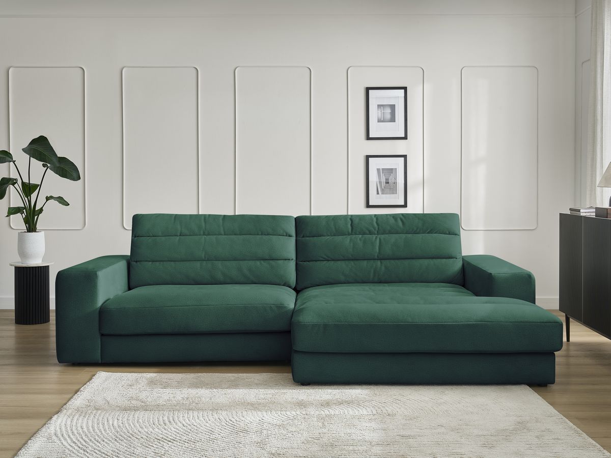 Bobochic Sierra Ecksofa Samt Dunkelgrün Ecke rechts