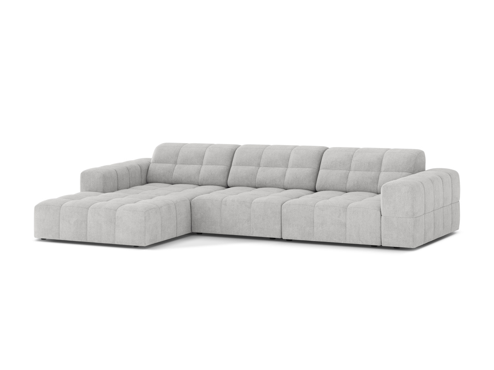 Cosmopolitan Design Ecksofa Chicago 4-Sitzer Chenille Eden Silber Links