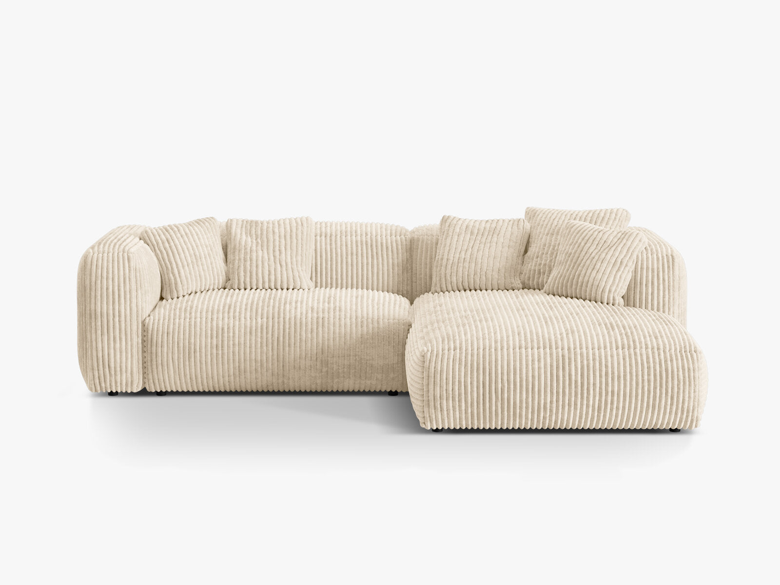 Micadoni Ecksofa Martina 2-Sitzer Rechts Kord Tilia Helles Beige