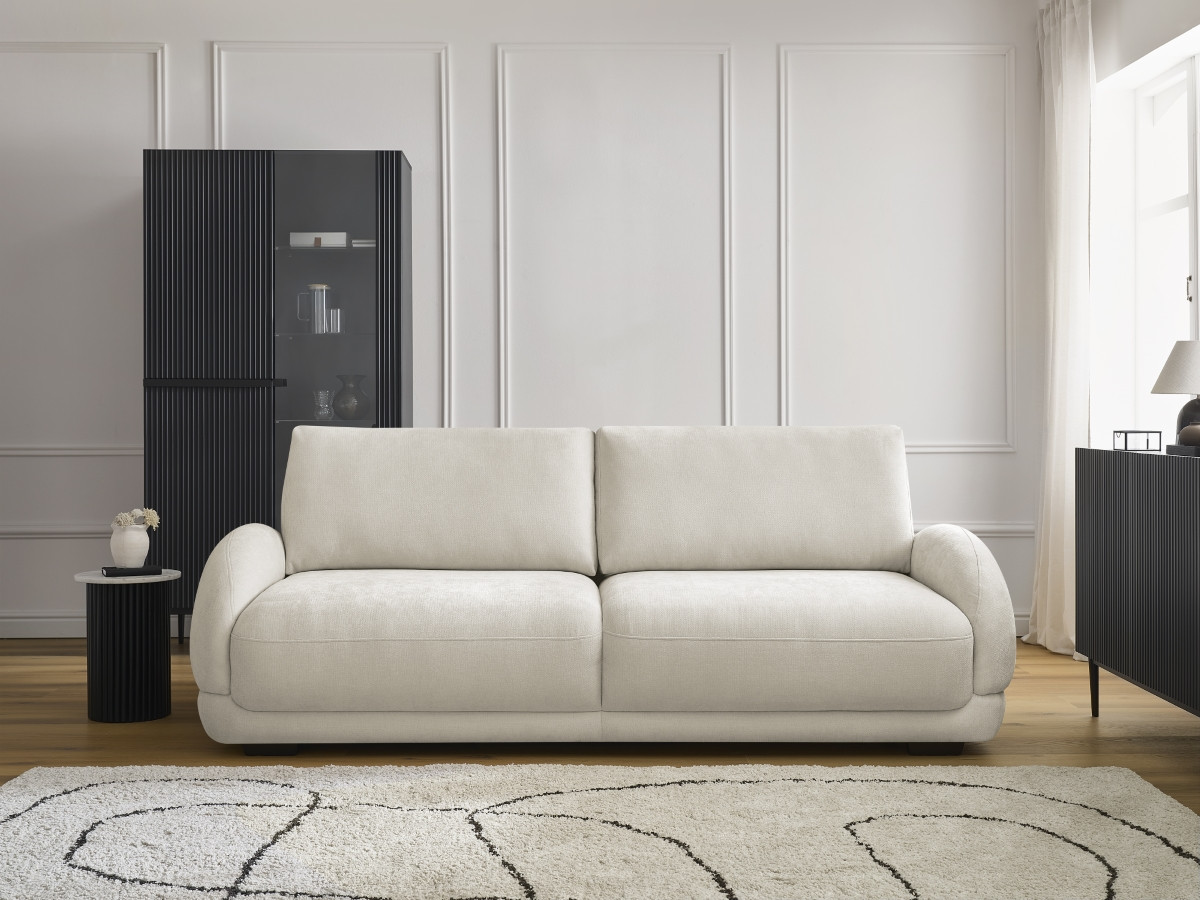 Bobochic Monica Schlafsofa 3-Sitzer mit Bettkasten Stoff Weiß
