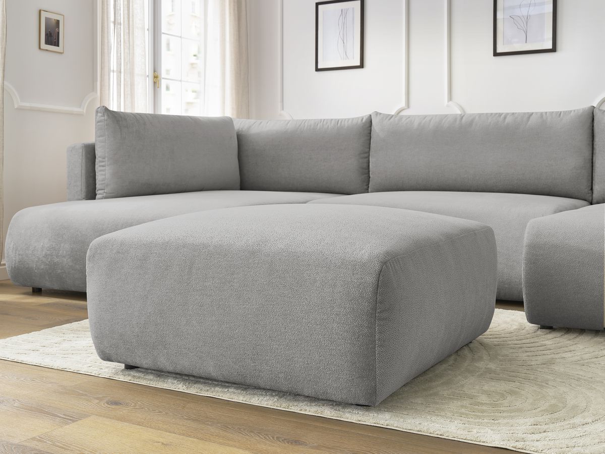Bobochic Lucien Wohnlandschaft mit Pouf Stoff Hellgrau Ecke rechts