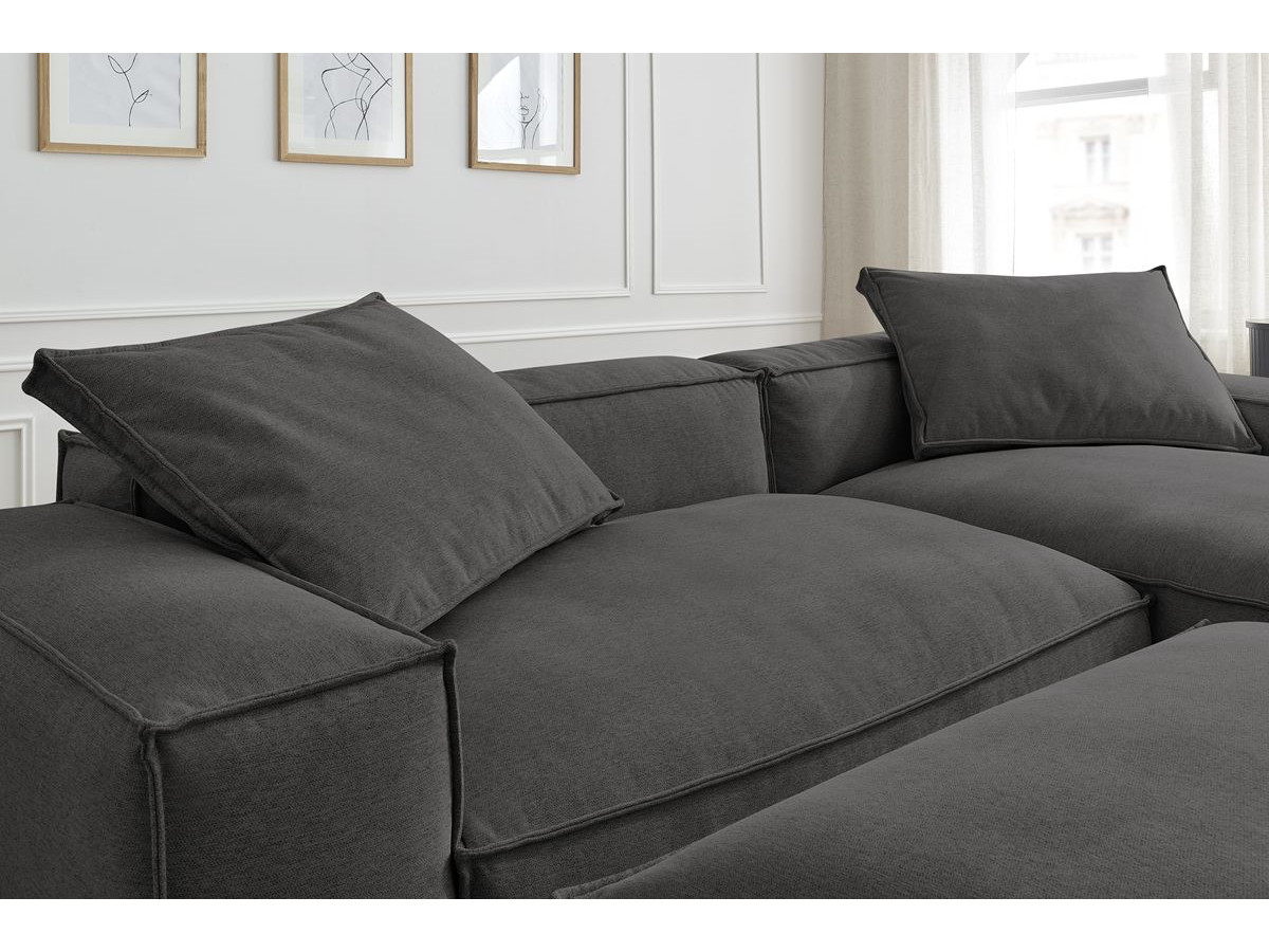 Bobochic Boheme Ecksofa mit Pouf Melange-Stoff Dunkelgrau
