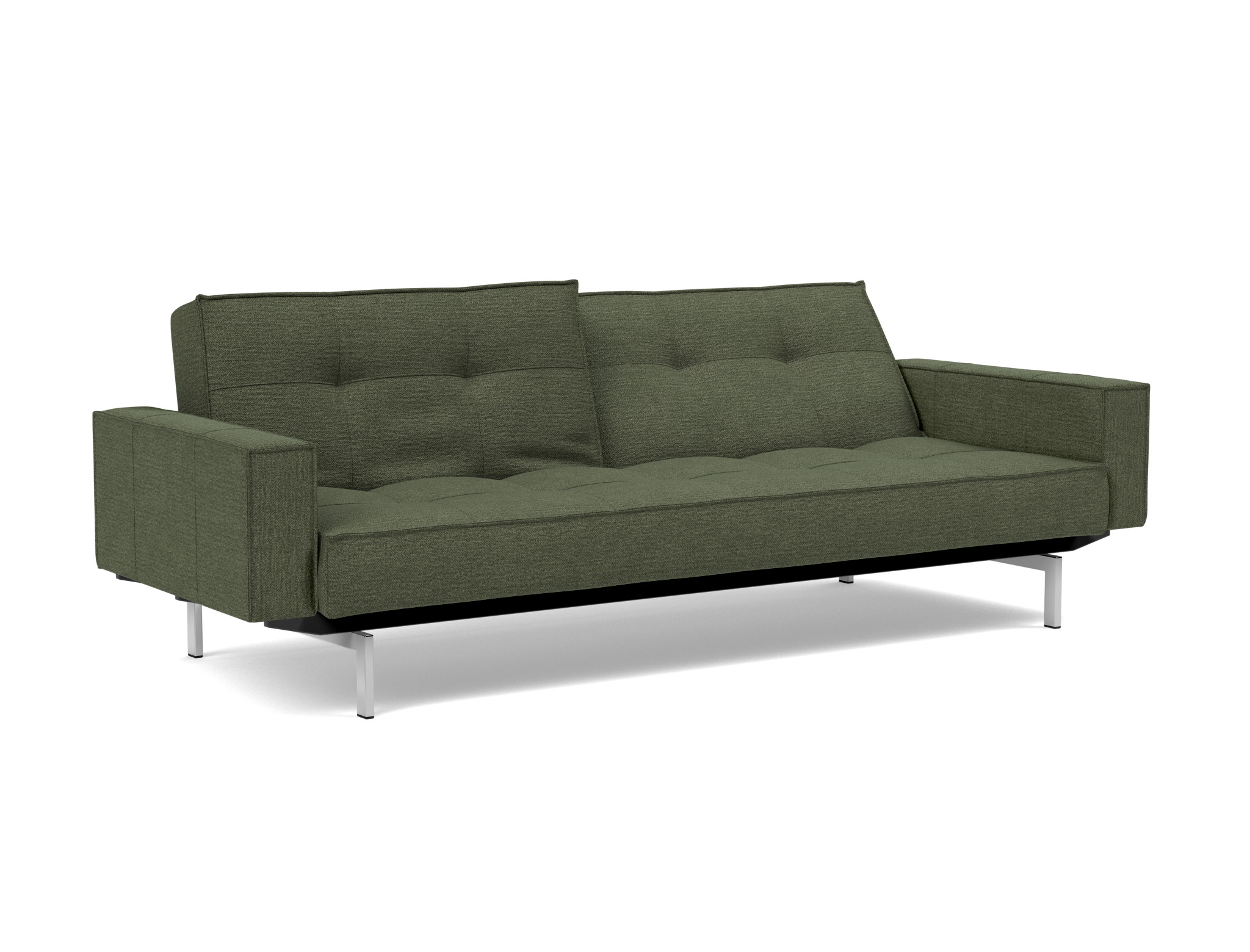Schlafsofa Splitback mit Armlehnen Strukturierter Stoff Taura 353-Forest Beine Chrom
