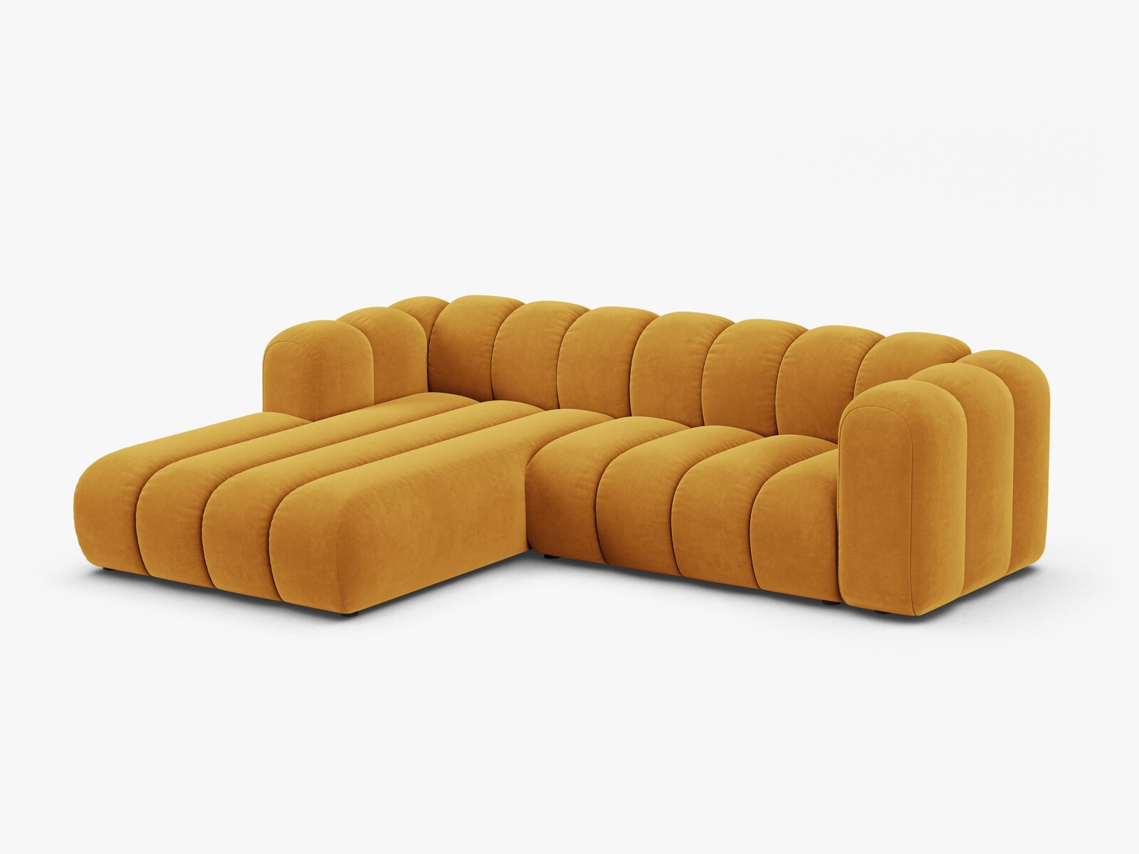 Micadoni Modulares Ecksofa Lupine 4-Sitzer mittelgroß Samt Venus Gelb Links