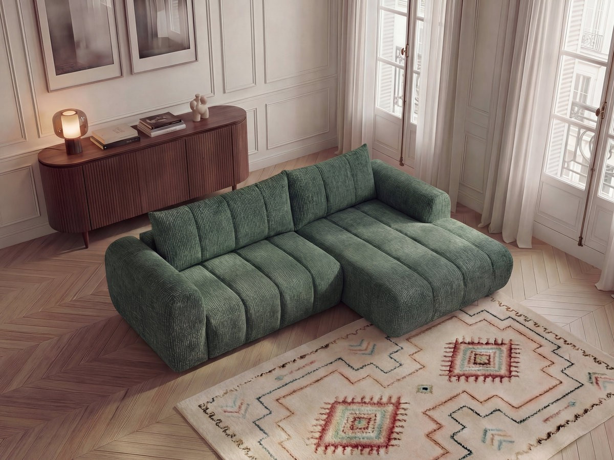 Bobochic Nesty Ecksofa 272 cm Melange-Stoff Dunkelgrün Ecke rechts