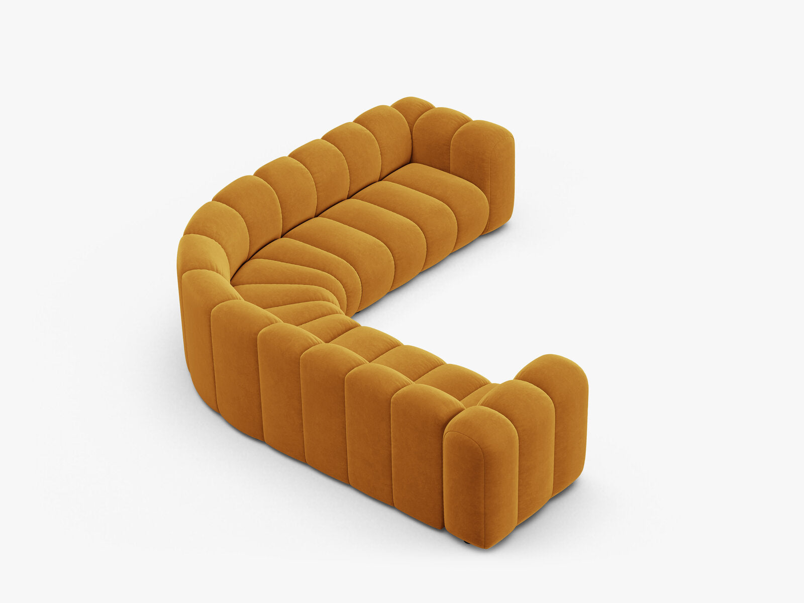 Micadoni symmetrisches Ecksofa Lupine 5-Sitzer mittelgroß Samt Venus Gelb