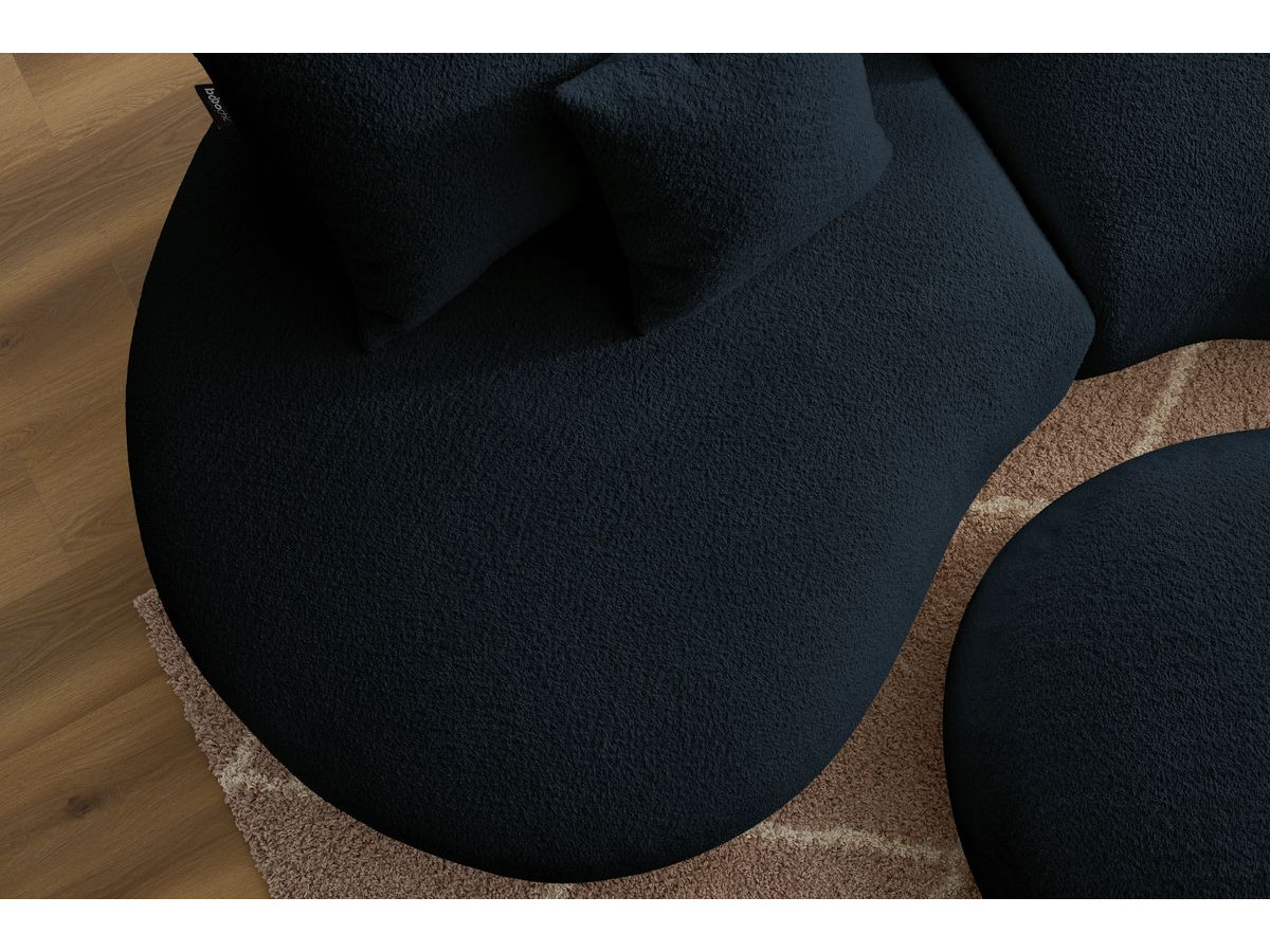 Bobochic Saint-germain Sofa 5-Sitzer mit Pouf Bouclé-Stoff Dunkelblau