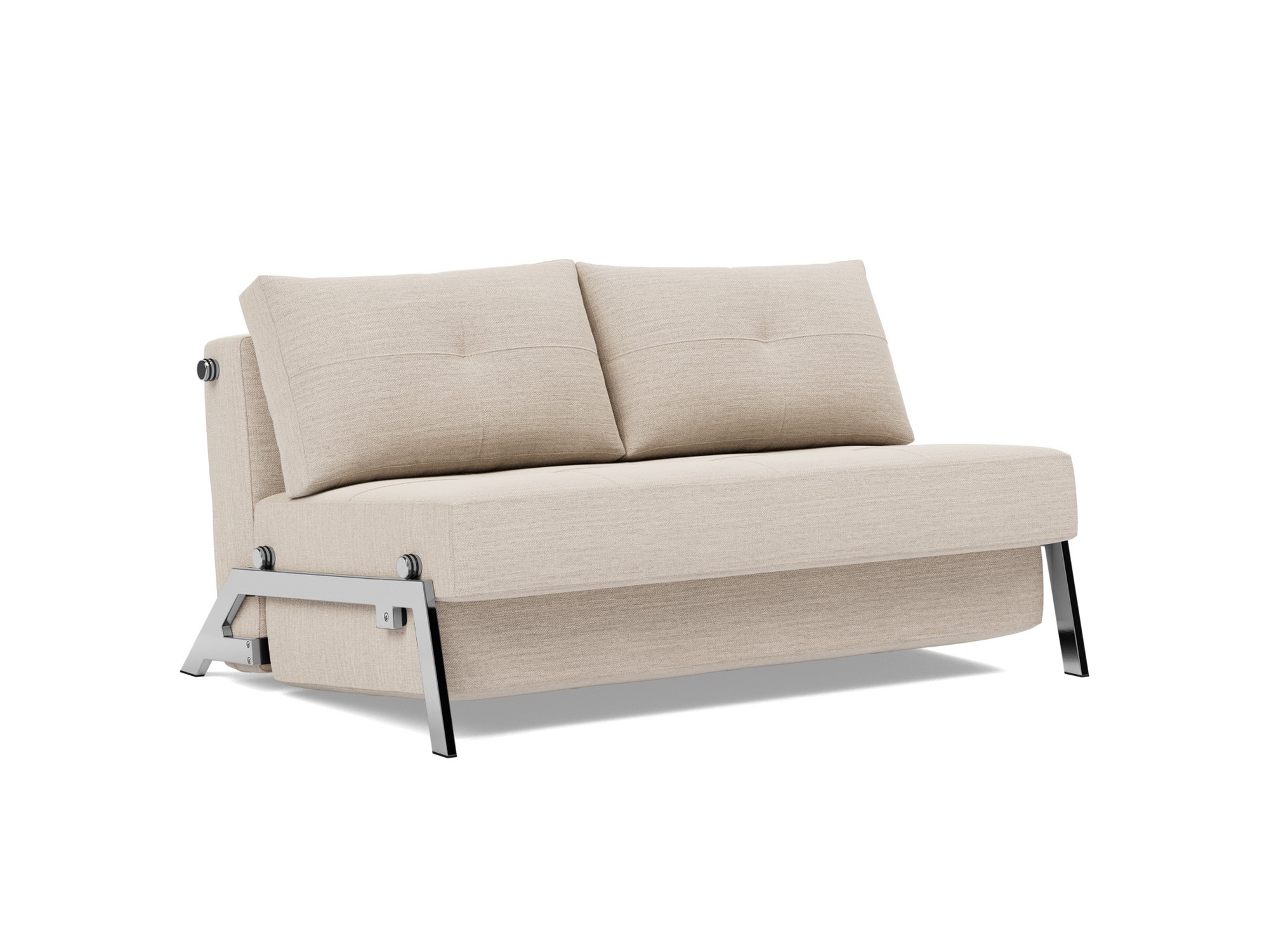 Schlafsofa Cubed 140 Webstoff Blida 612-Sand-Grey Beine Chrom