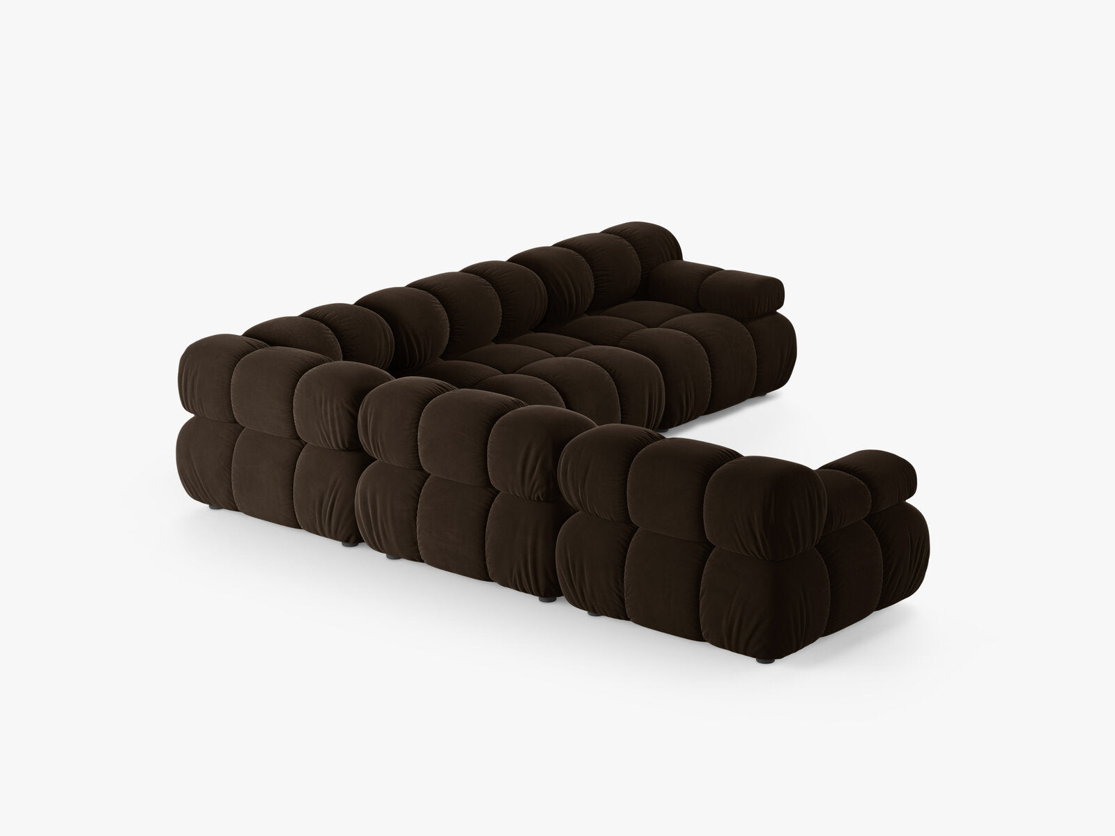 Micadoni Symmetrisches Ecksofa Bellis 5-Sitzer Samt Bluvel Dunkelbraun