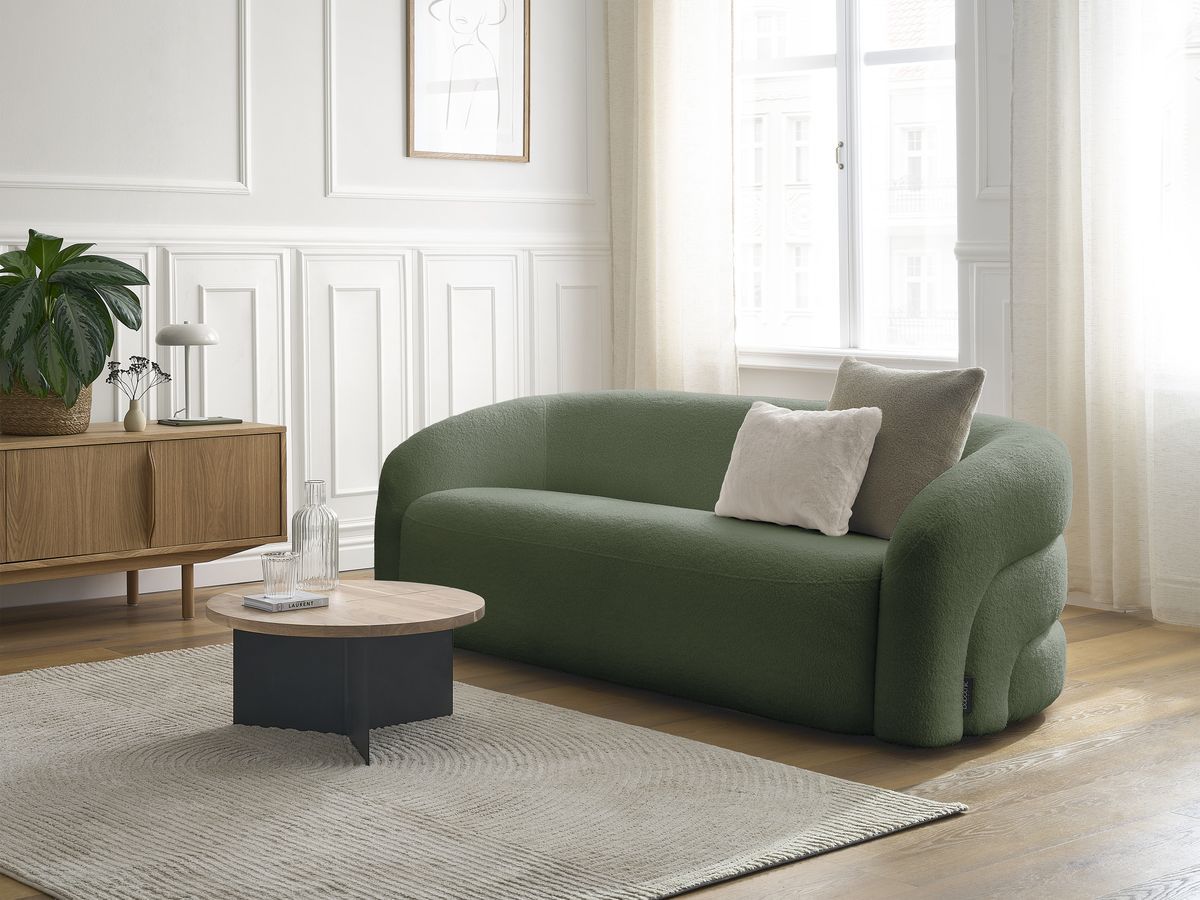 Bobochic Elina Sofa 3-Sitzer Bouclé-Stoff Grün