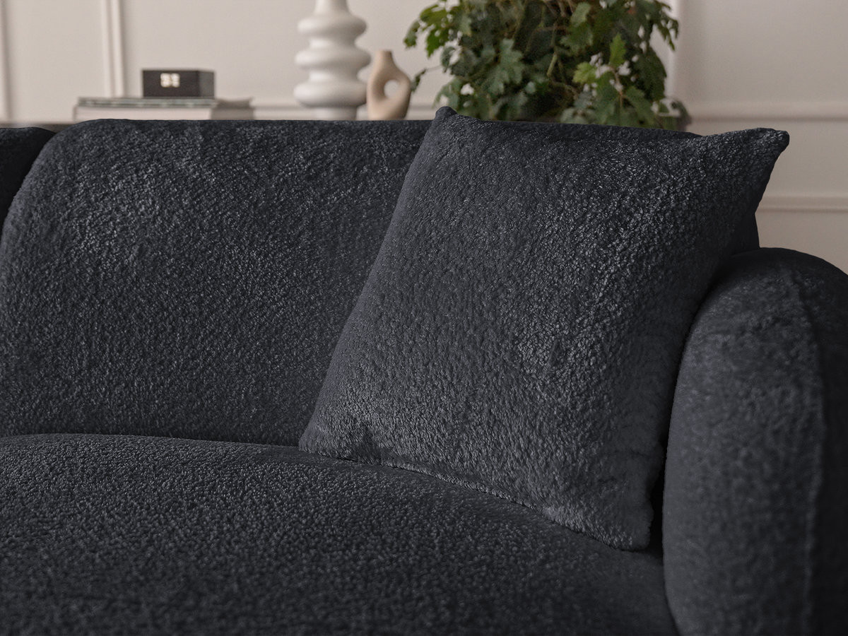 Bobochic Anda Wohnlandschaft mit Pouf 373 × 289 cm Chenille Schwarz Ecke links